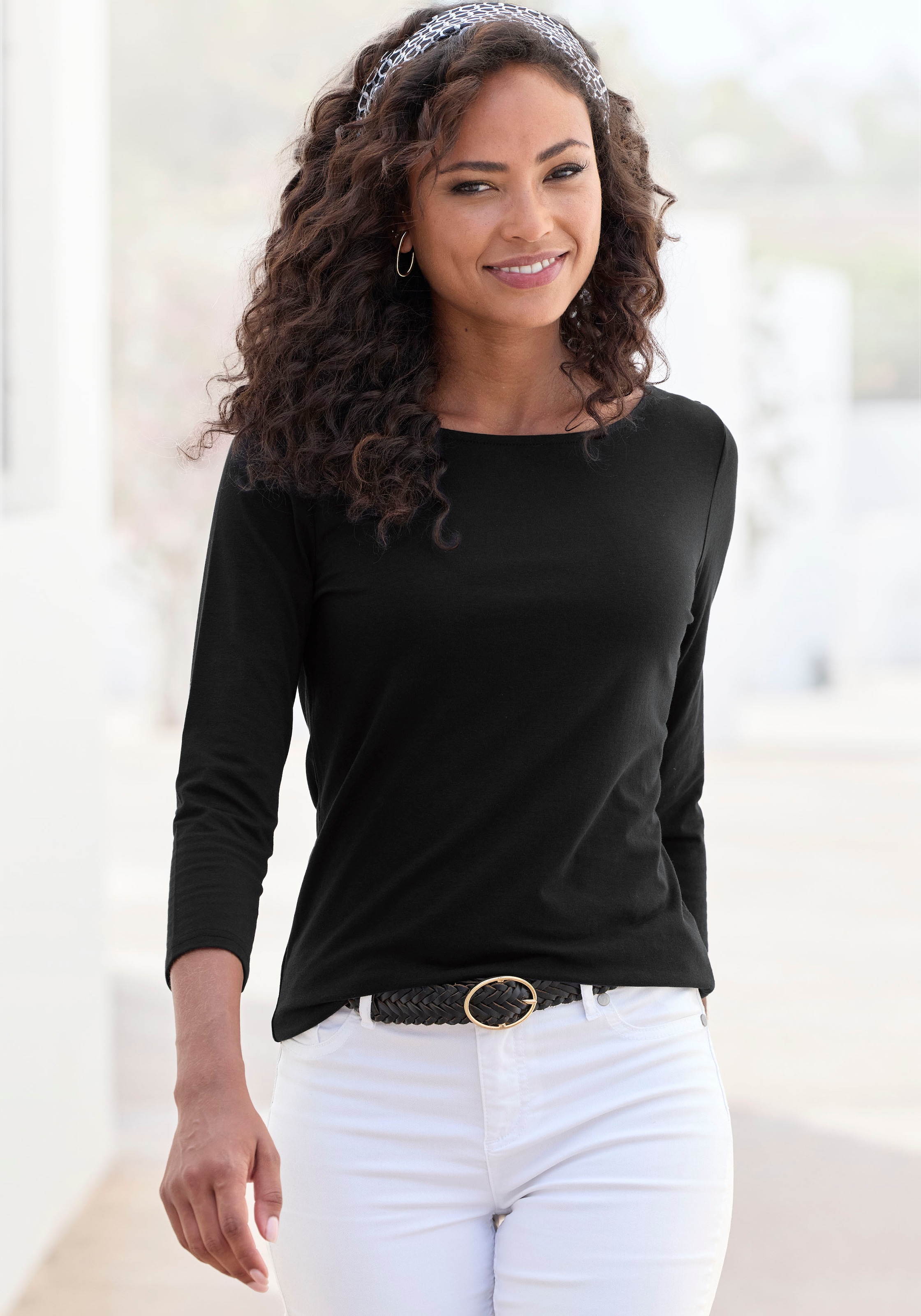 LASCANA 3/4-Arm-Shirt, (2er-Pack), aus elastischer Baumwoll-Modal-Qualität