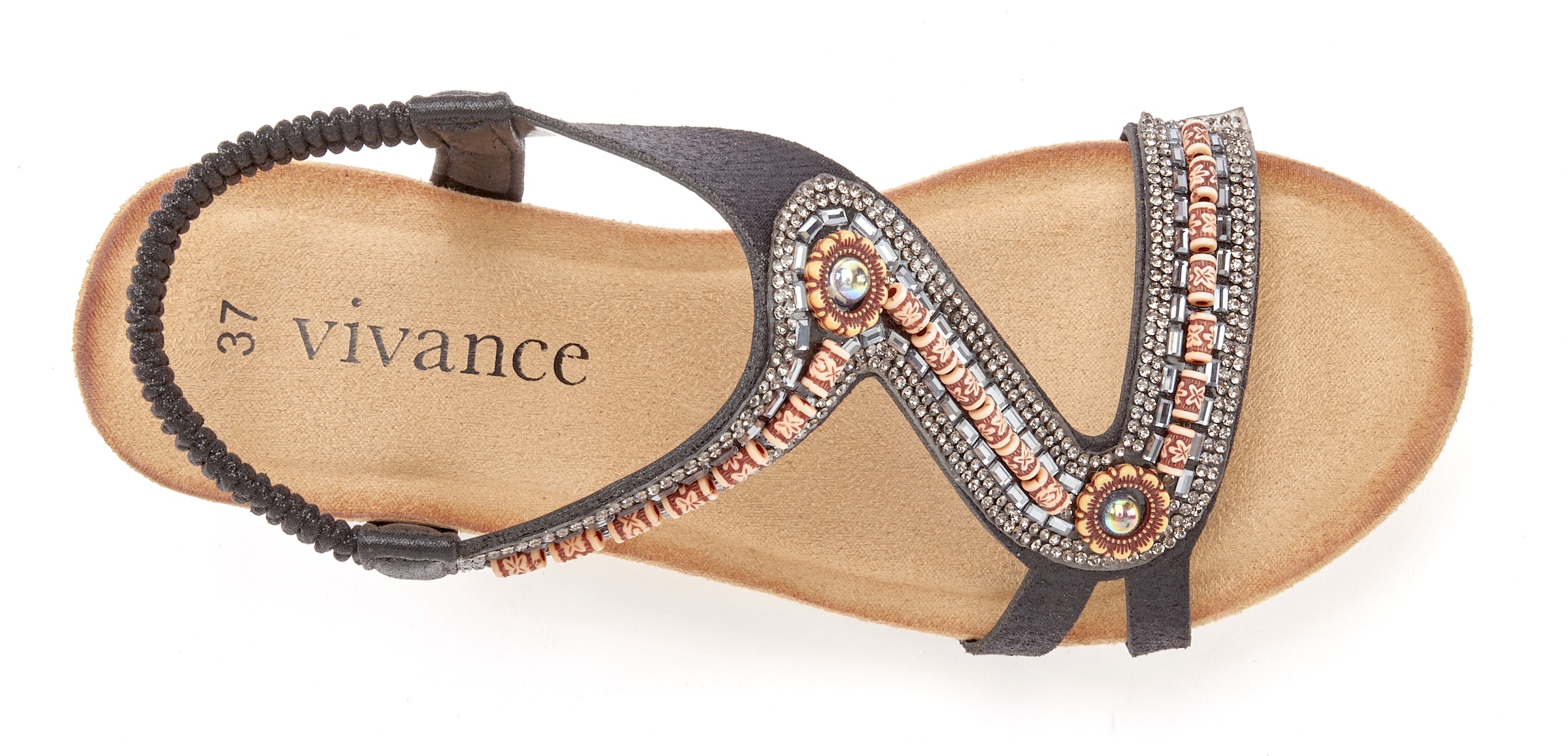 Vivance Sandalette »Sommerschuh«, Sandale, Sommerschuh mit Glitzerdetails und elastischem Riemchen VEGAN