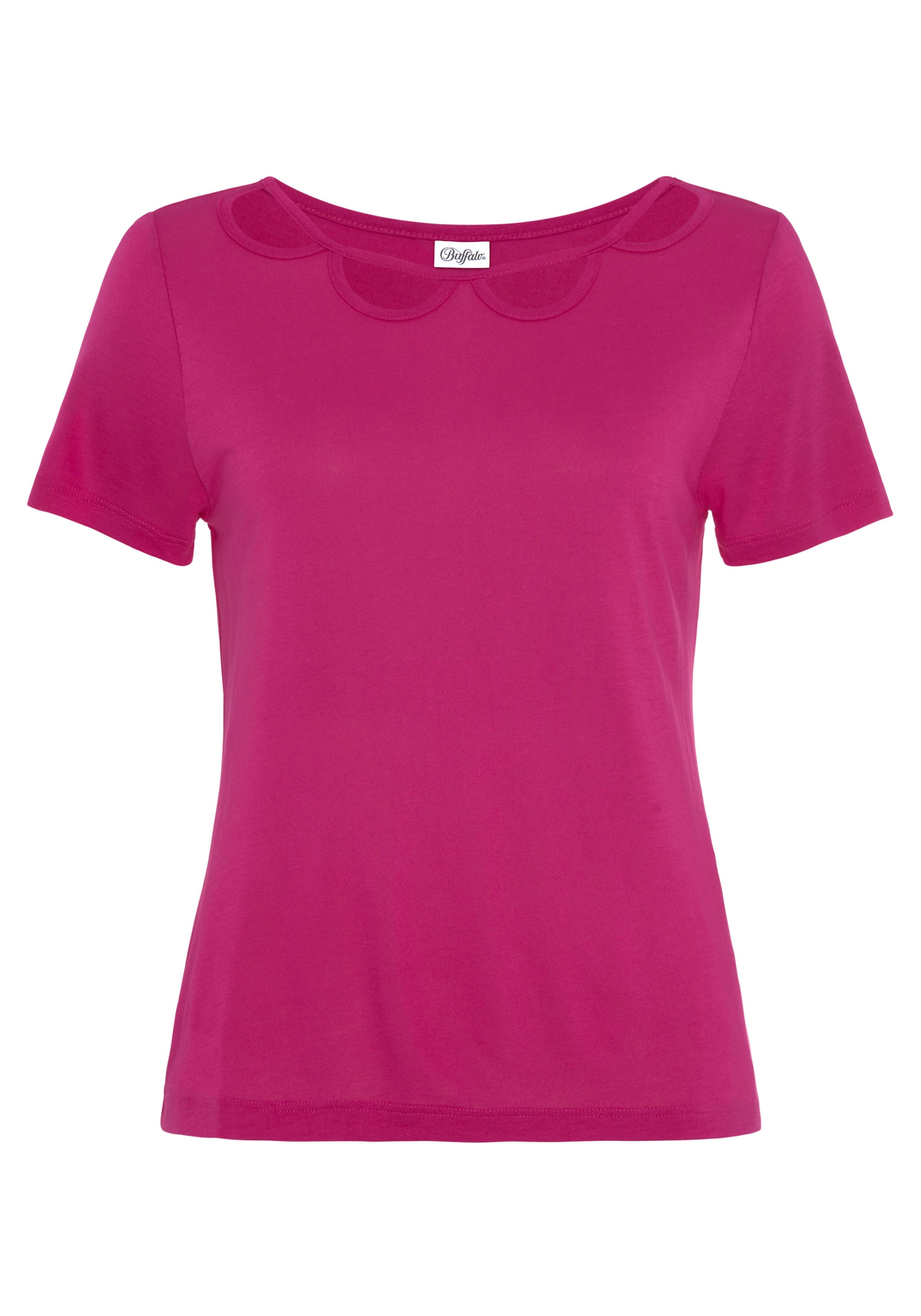 Buffalo Kurzarmshirt, mit Cut-outs vorne, T-Shirt, lockere Passform