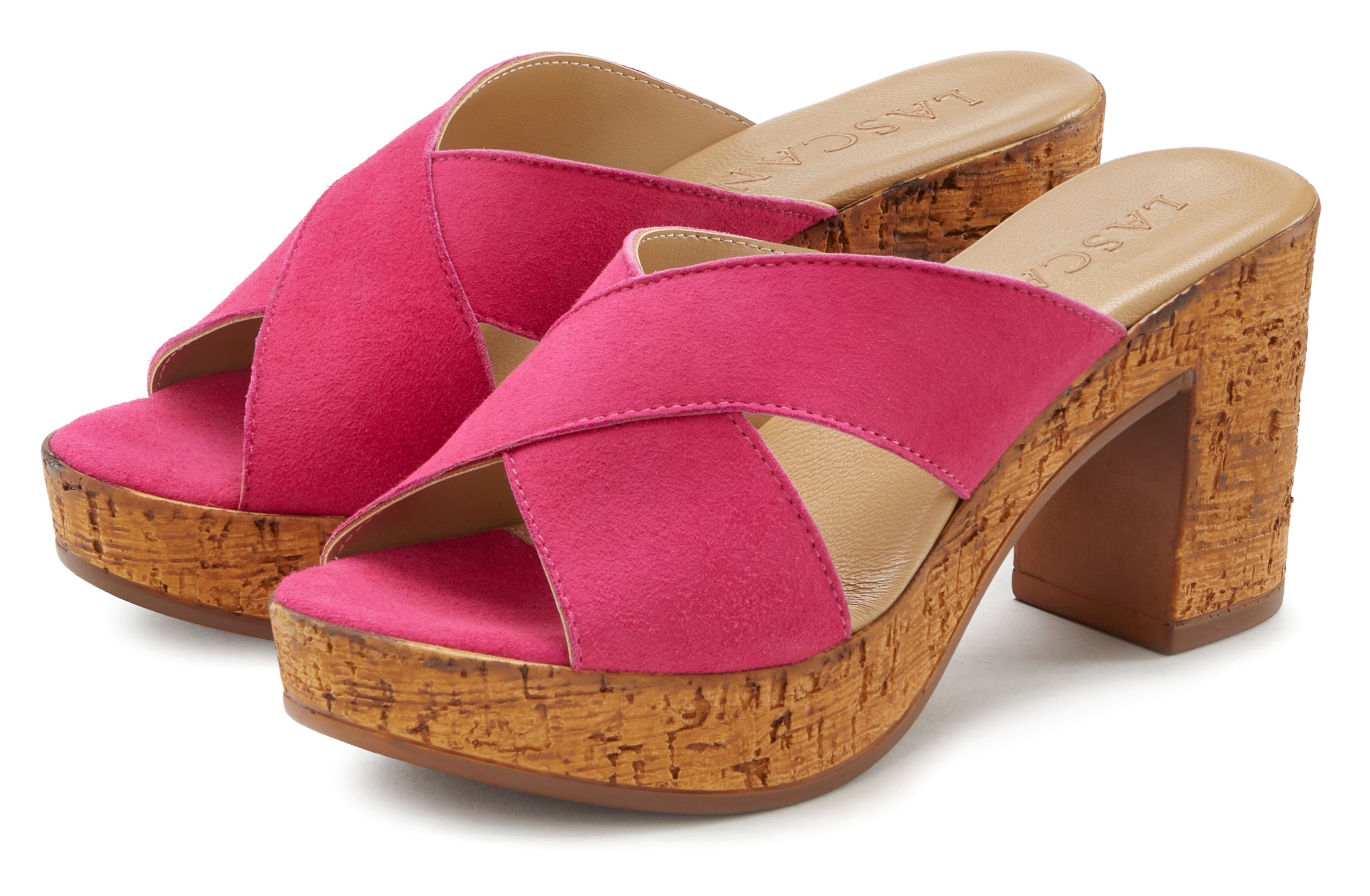 LASCANA Pantolette »Sommerschuh, offener Schuh, Sandalette, Mule,«  aus Leder mit Blockabsatz