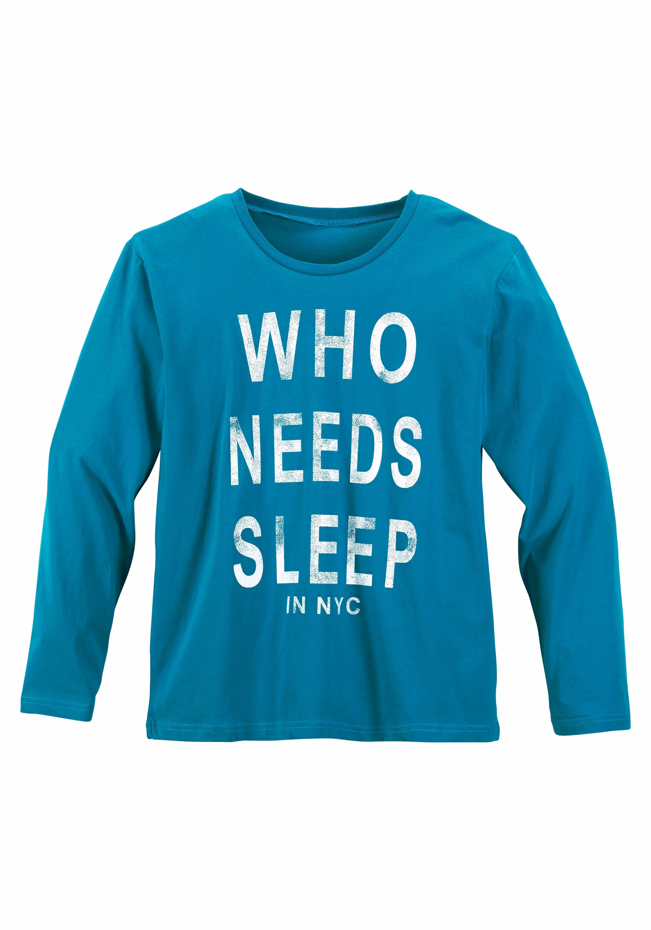 AUTHENTIC LE JOGGER Pyjama 1 Stück, 2 Stk. tlg., Schlafanzug mit Spruch "Who needs sleep"