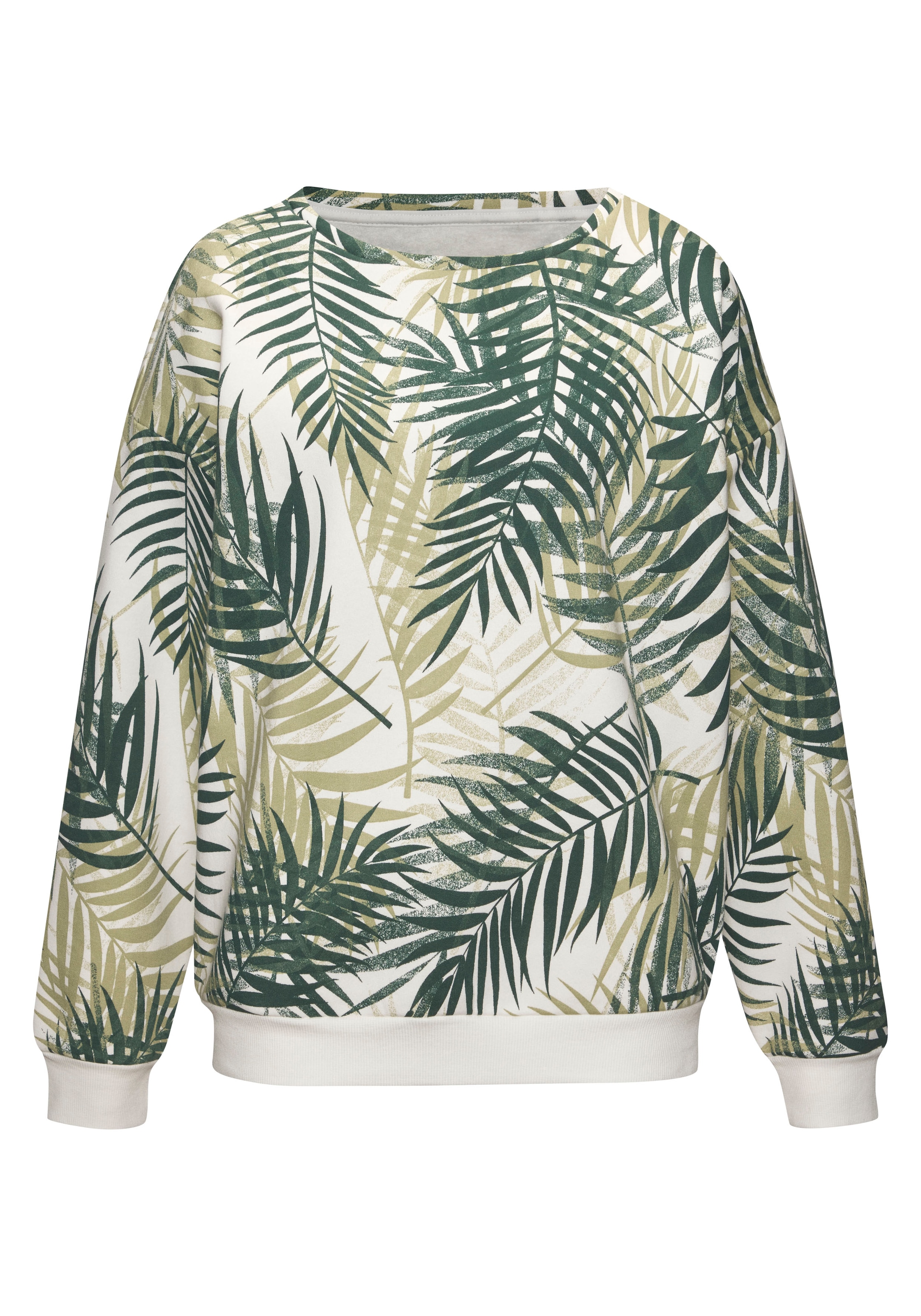 LASCANA Sweater, Loungeshirt mit Allover-Blätterdruck, Loungewear