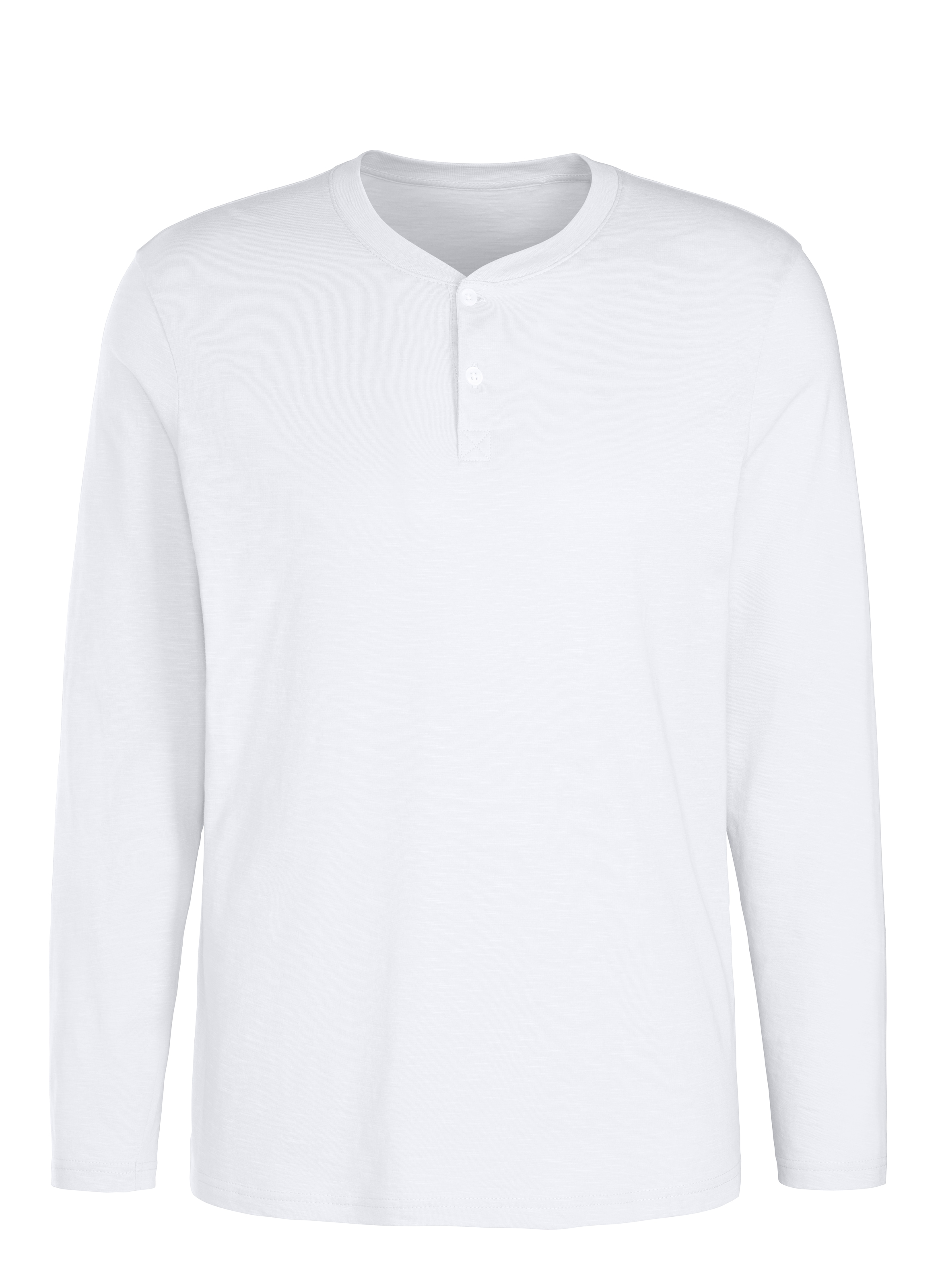 H.I.S Langarmshirt, (Packung, 2 tlg.), Shirt mit Knopfleiste aus aus strukturierter Baumwoll-Qualität