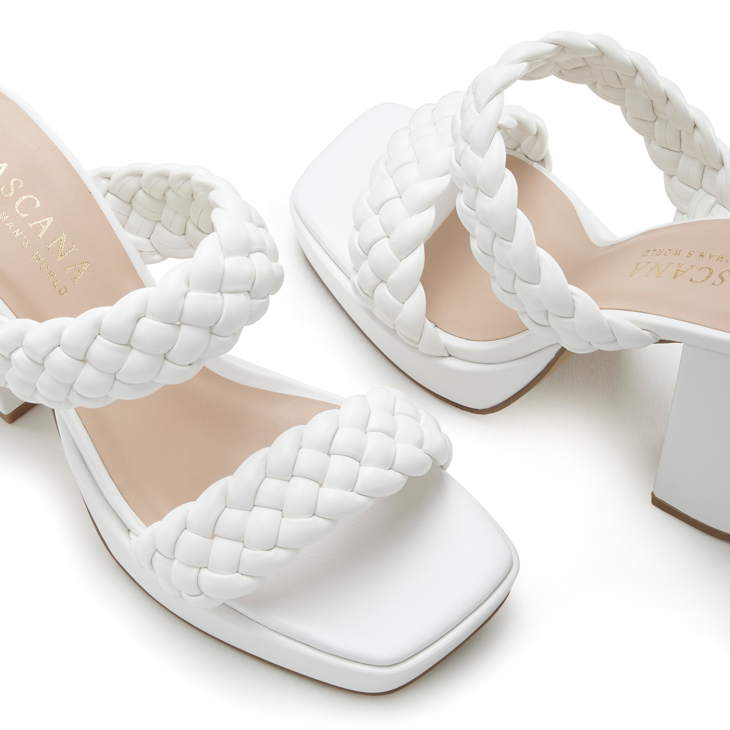LASCANA Pantolette, Mule, Sandale, offener Schuh, raffinierte Riemchen im Flecht-Design