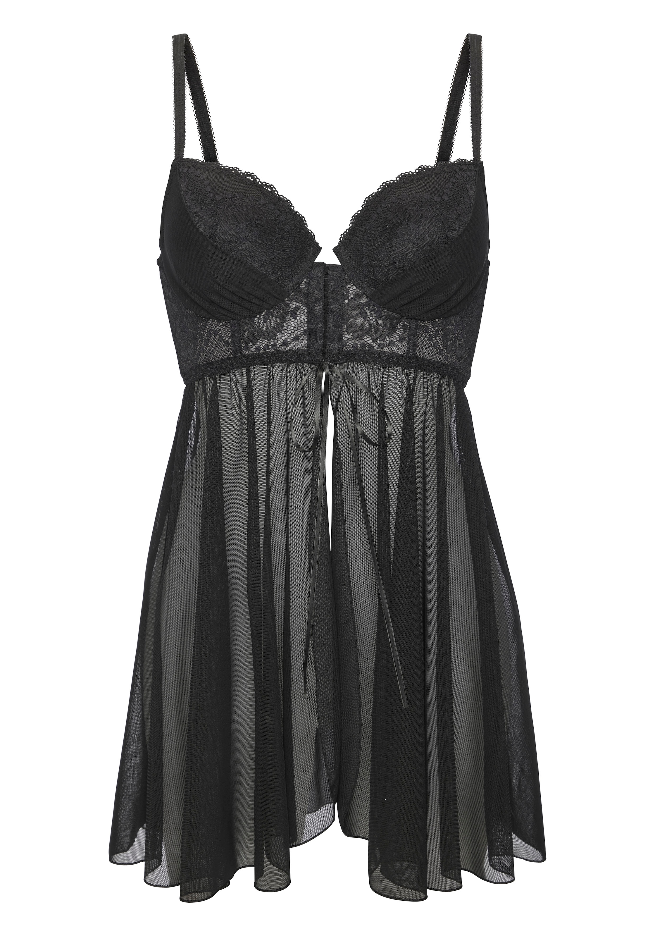 LASCANA Negligé mit Schale & Haken und Ösen - Vorderverschluss, Reizwäsche, Dessous
