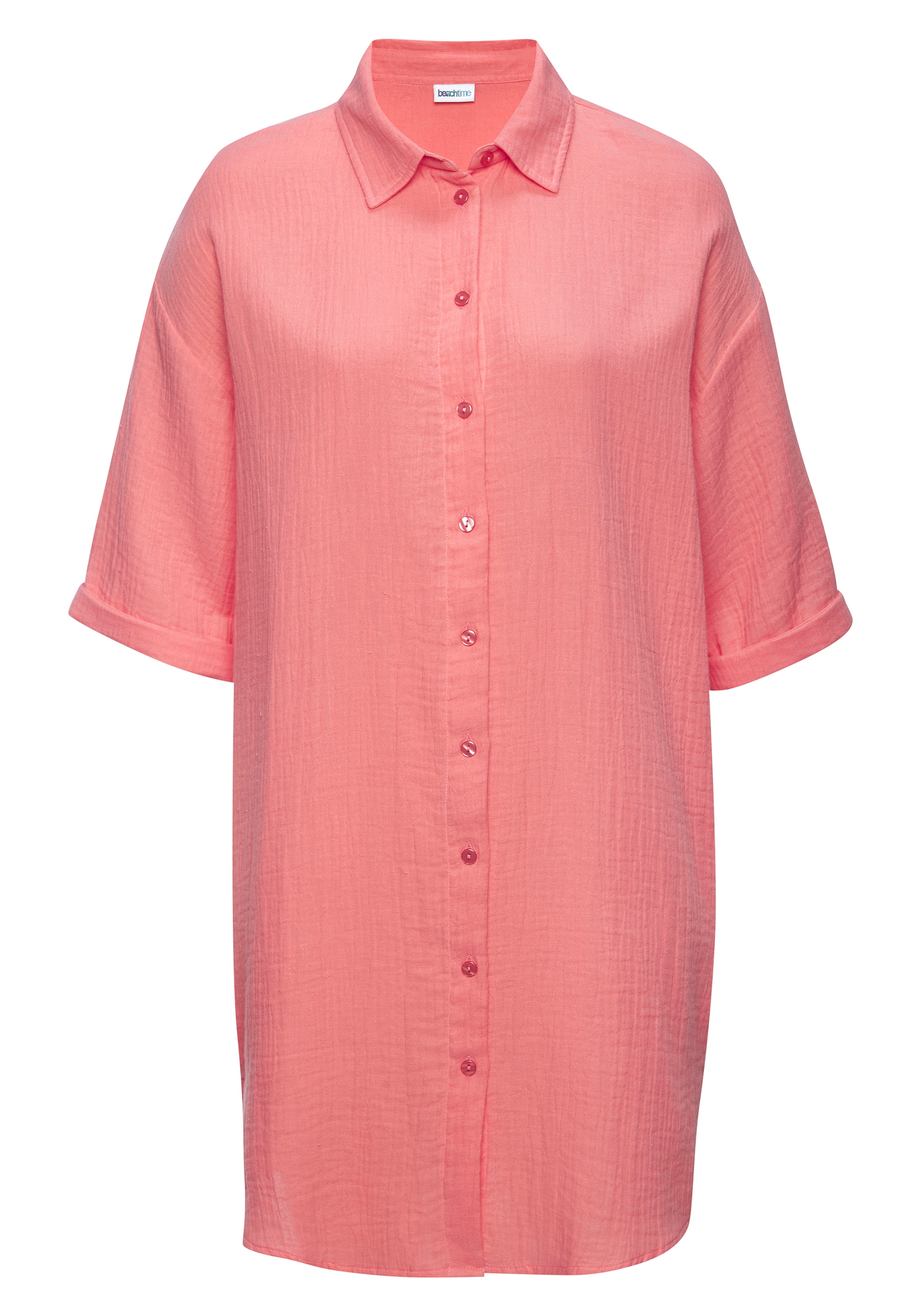 Beachtime by Lascana Longbluse »aus weicher Musselinware« lange Hemdbluse aus Musselinware, lockeres Hemdkleid, Strandkleid