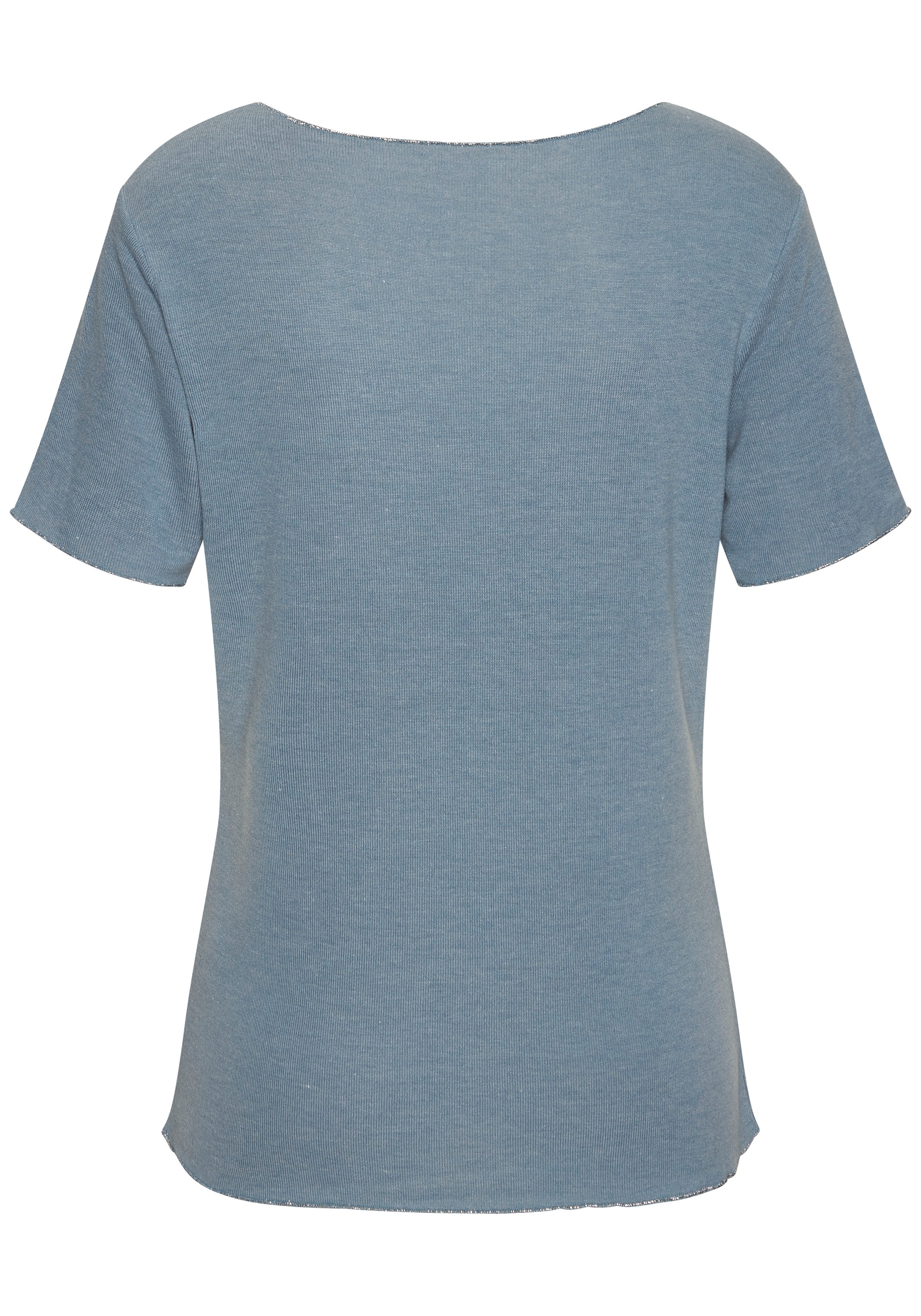 LASCANA Rundhalsshirt »mit feiner Glitzereinfassung«, aus weichem Viskose-Feinstrick