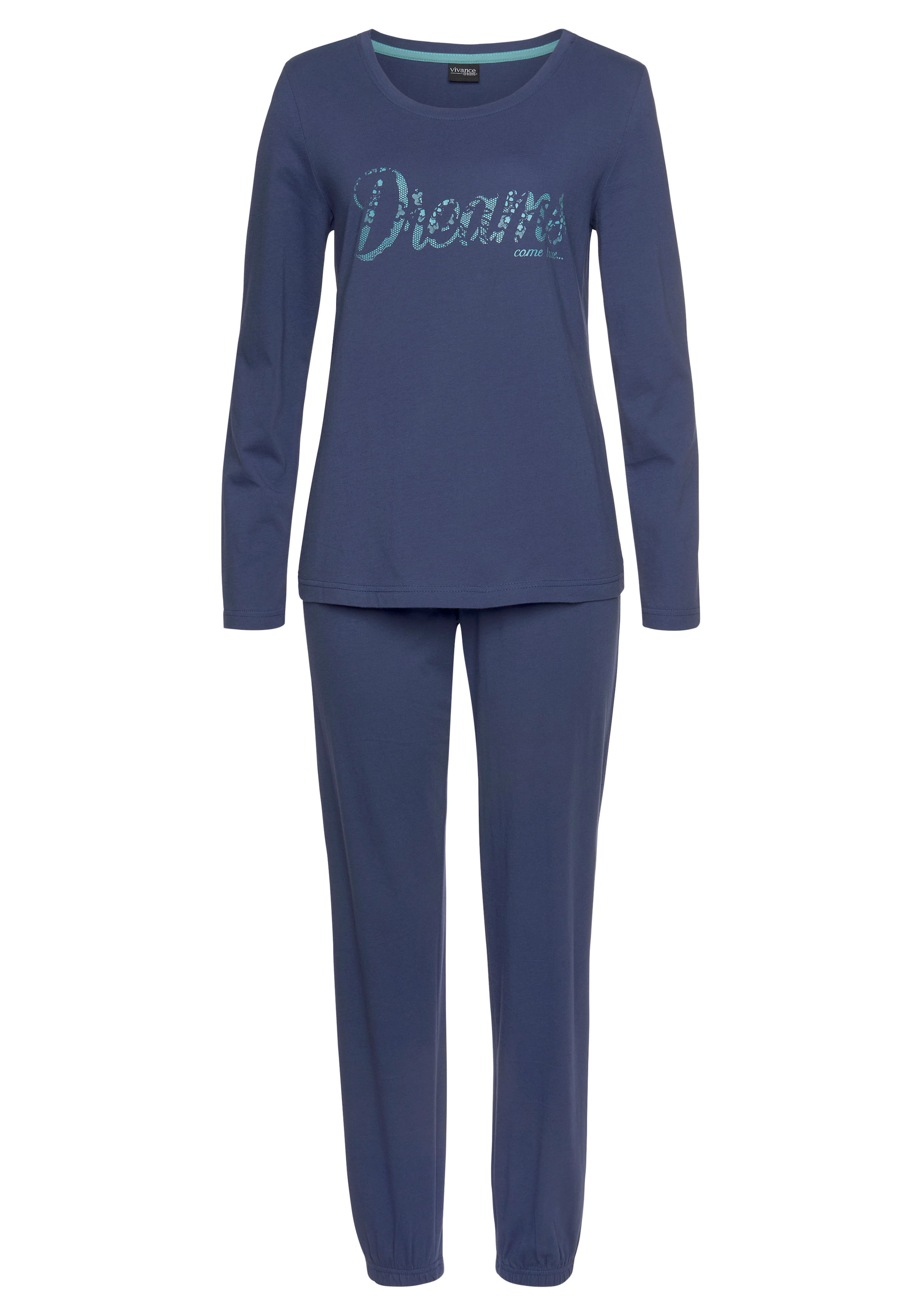 Vivance Dreams Pyjama, (Set, 3 teilig), mit Frontschriftzug