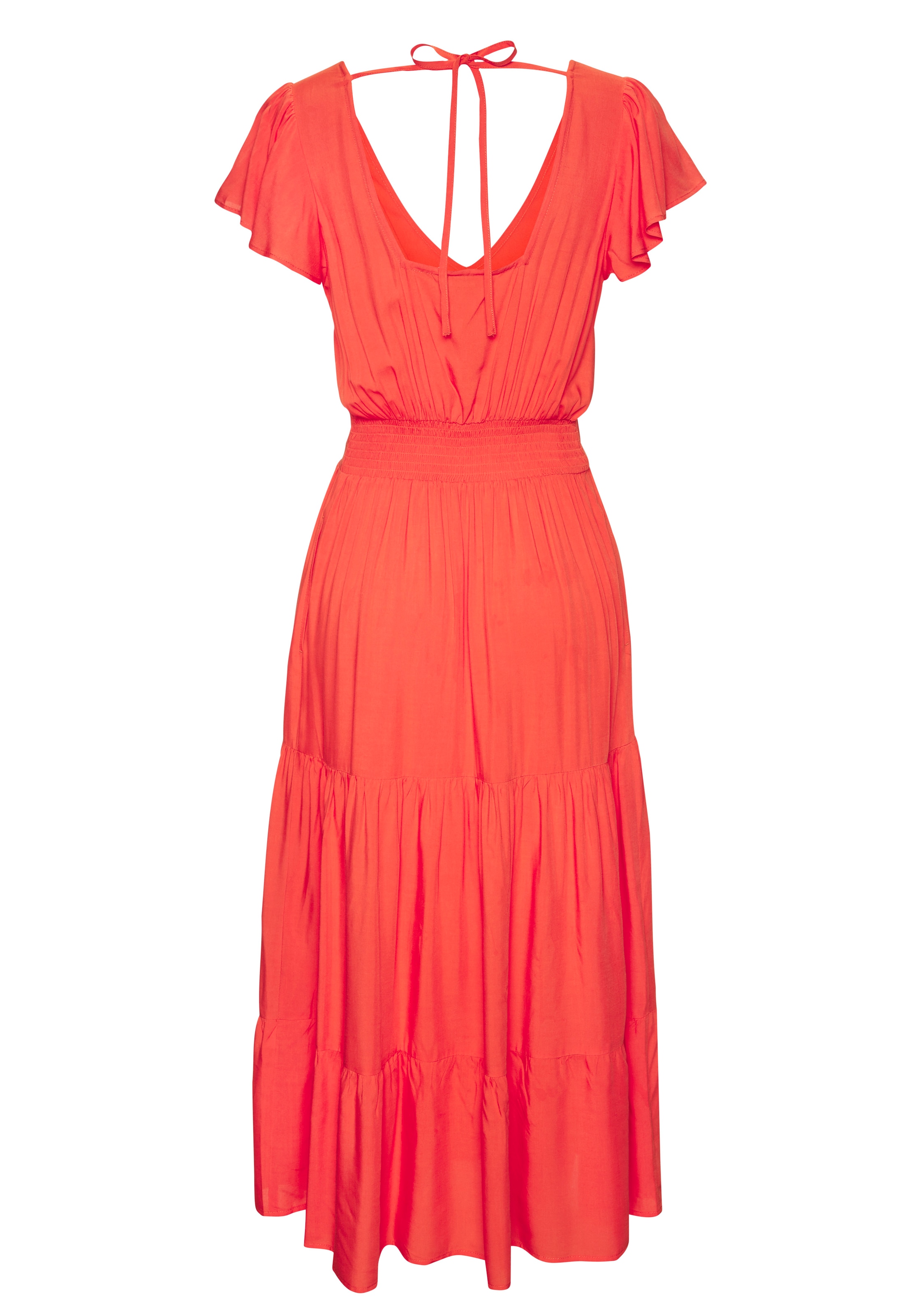 Vivance Midikleid Seitennahttaschen mit V-Ausschnitt, Sommerkleid aus Webware