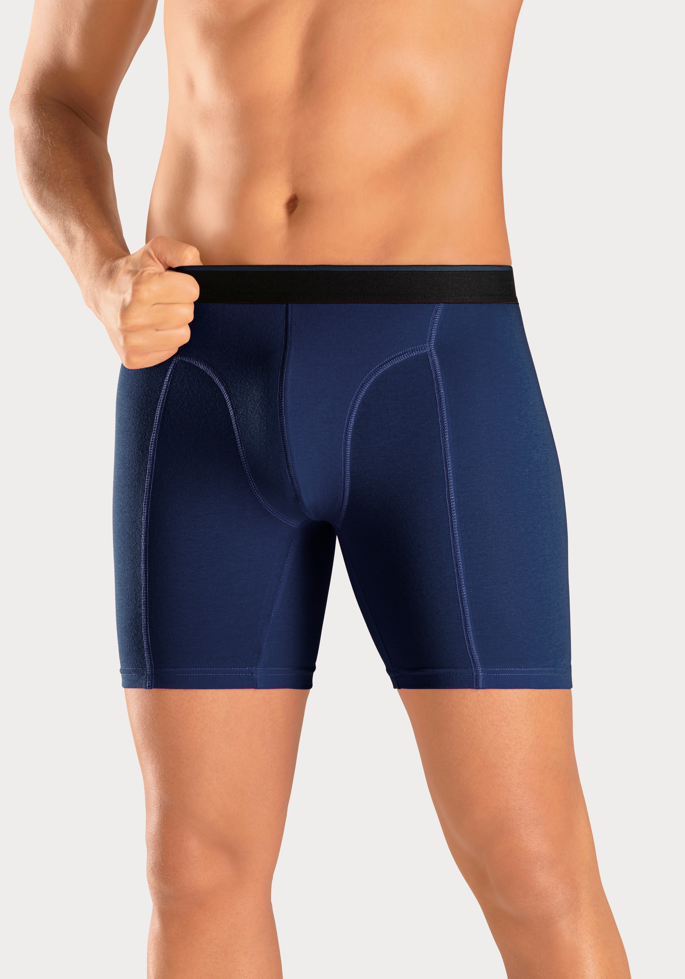 AUTHENTIC LE JOGGER Langer Boxer Packung, 5 Stk. mit zweifarbigem Webbund und längerem Bein