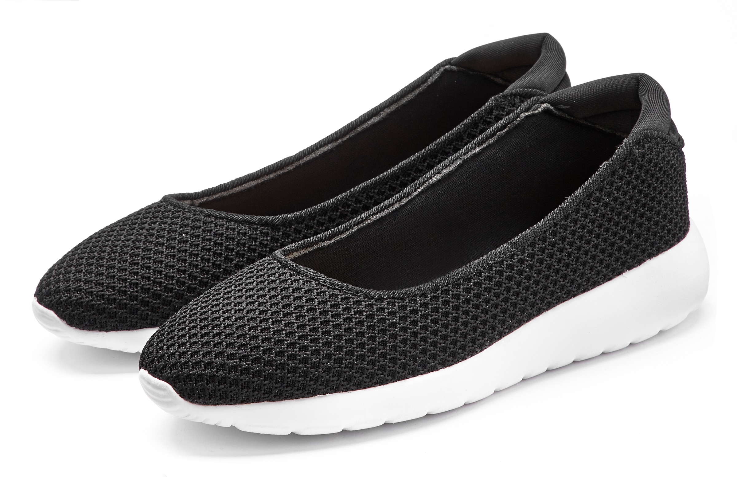 LASCANA Ballerina, Freizeitschuh, Slipper, Halbschuh, Sneaker Slip-In, leichte Mesh-Optik