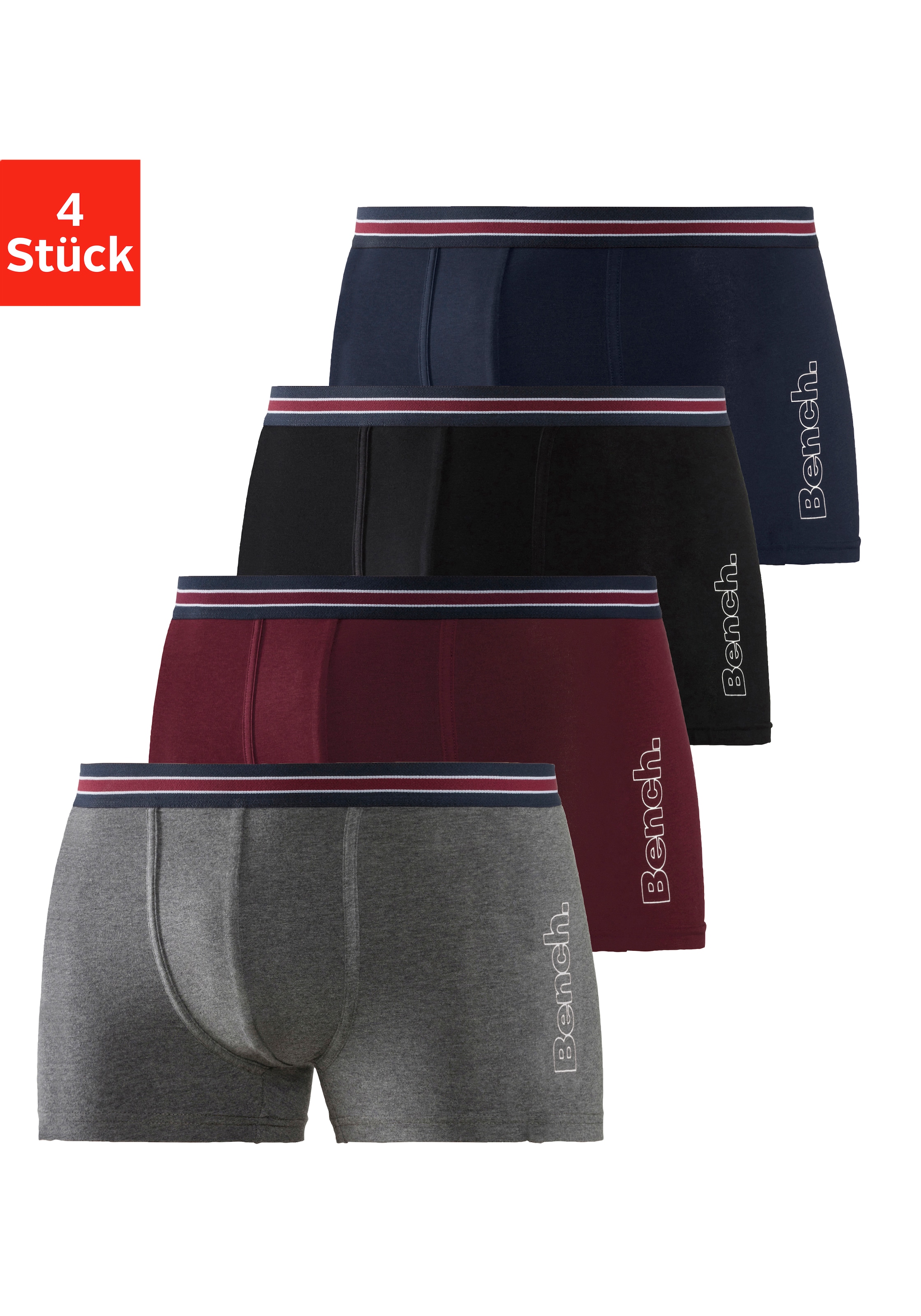 Bench. Boxer »Boxershorts für Herren«, (Packung, 4 St.), Unterhosen mit seitlichem Logo Druck