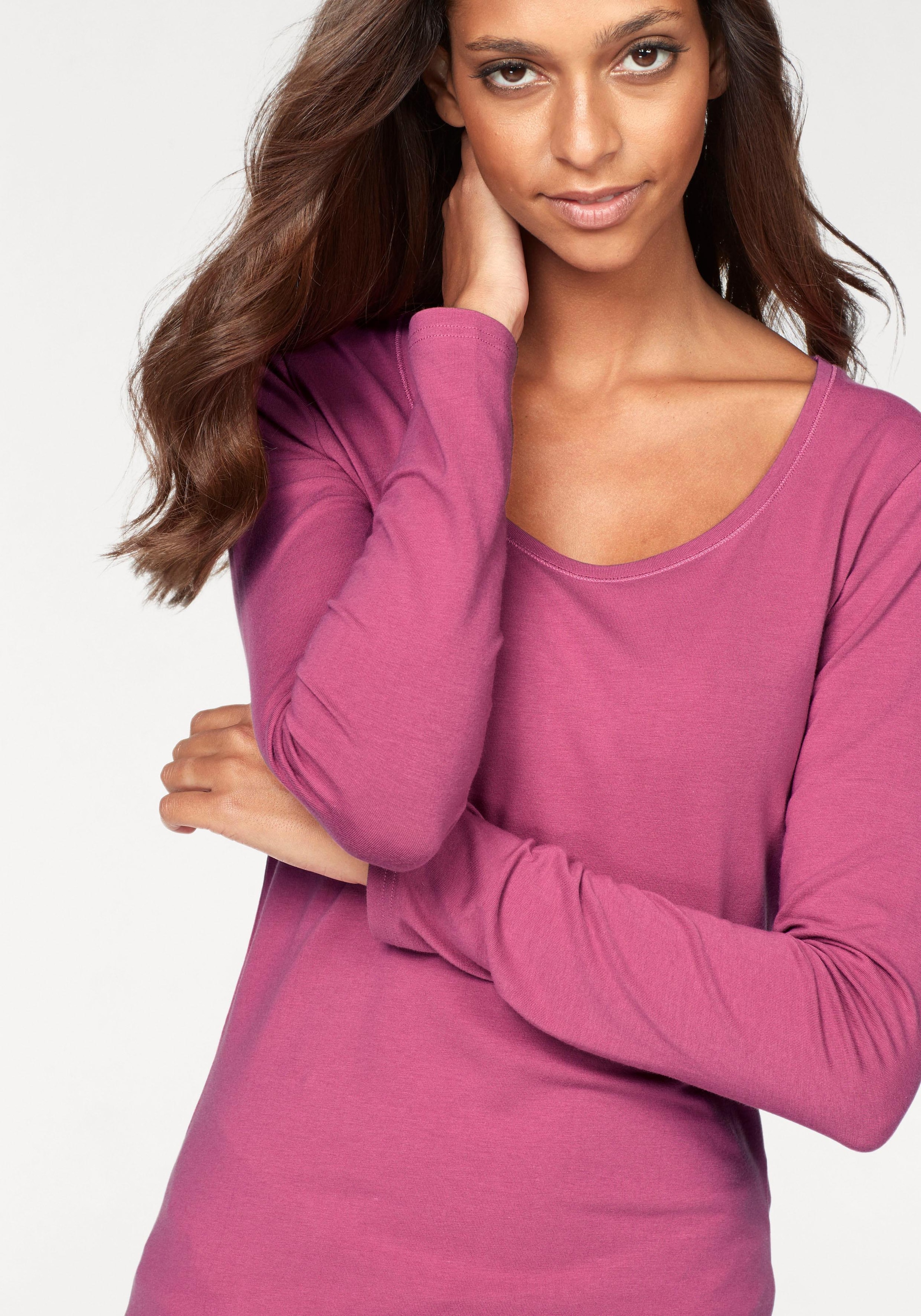 Vivance Langarmshirt »aus elastischer Baumwoll-Qualität«, (2er-Pack)