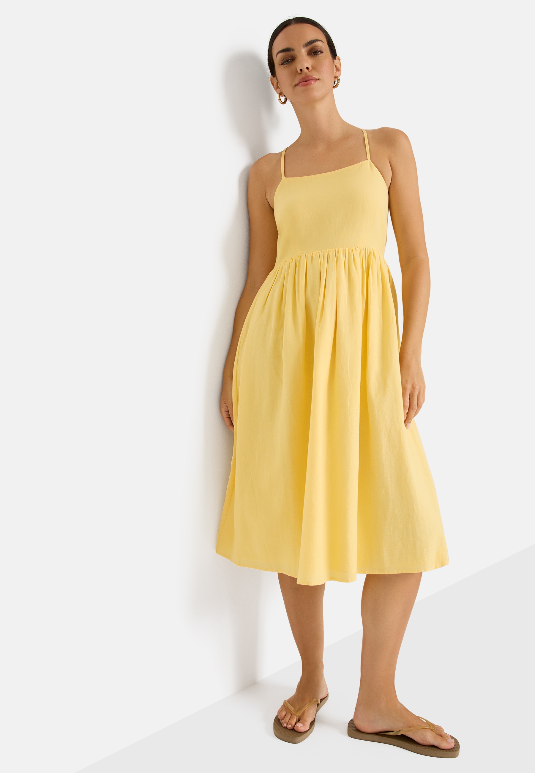 LSCN by LASCANA Midikleid Ohne Taschen mit tiefem Rückenausschnitt, Sommerkleid