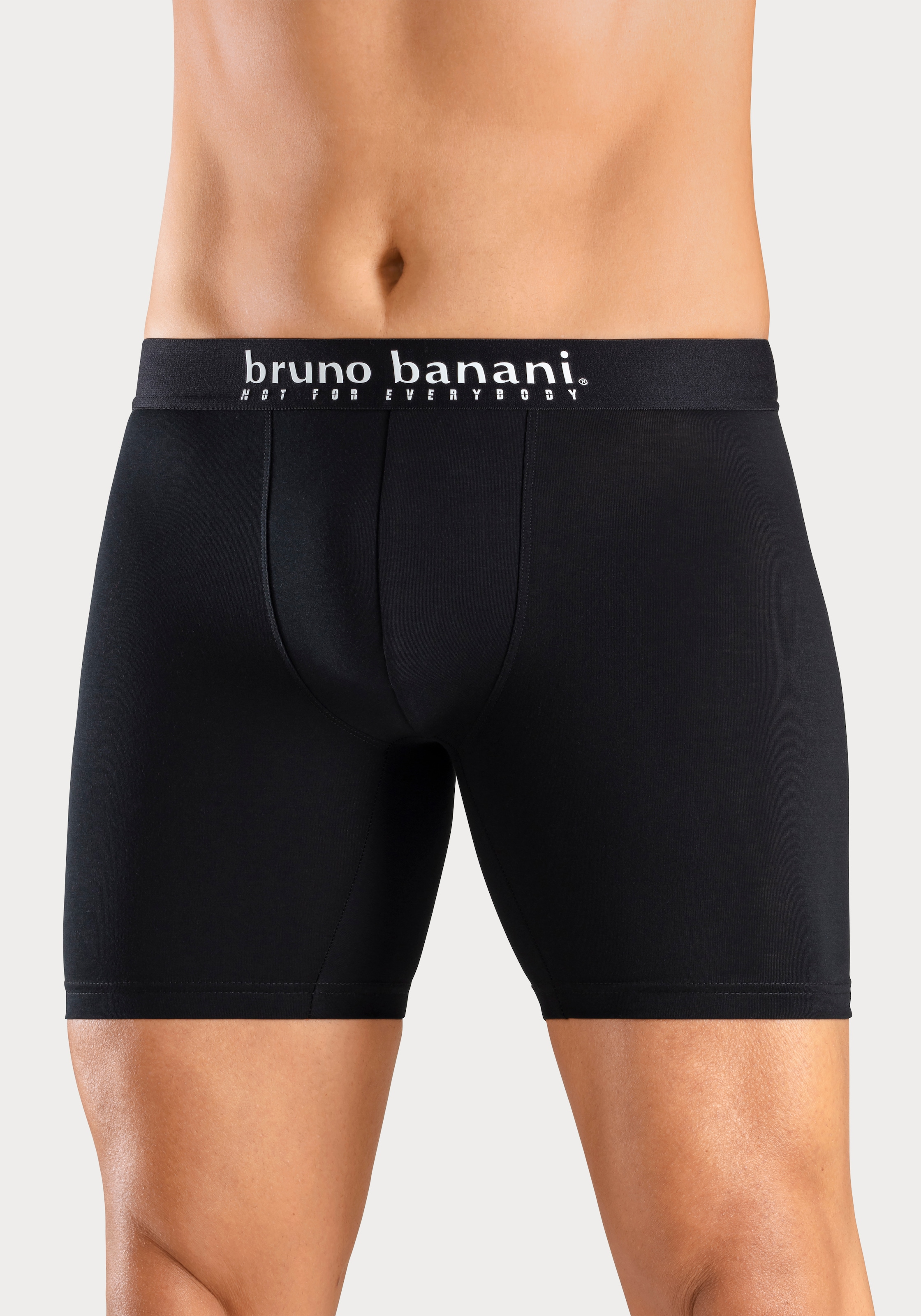 Bruno Banani Langer Boxer Packung, 4er-Pack, 4 Stk. Langes Bein, Palmendruck und unifarben aus Baumwollmischung