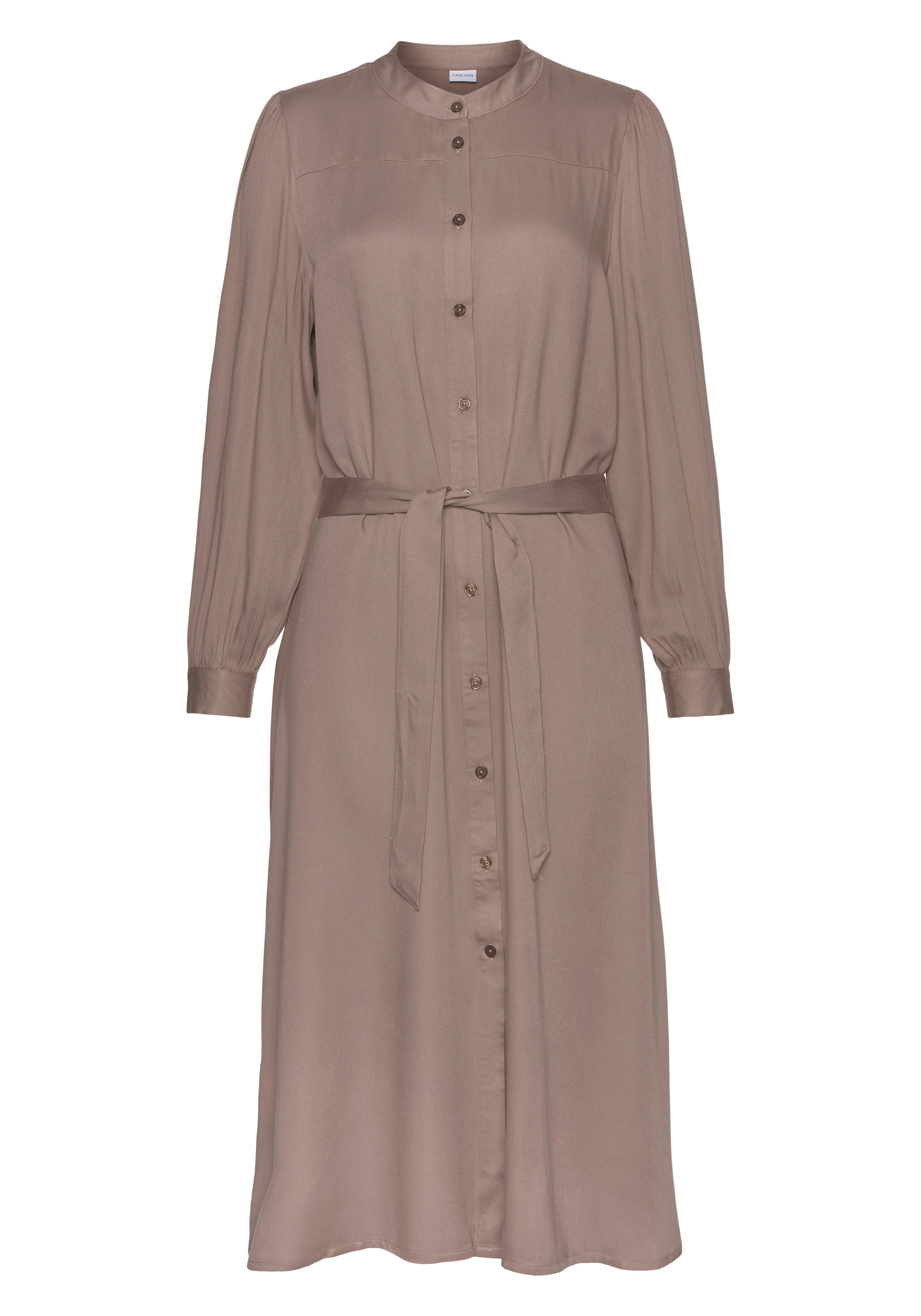 LASCANA Hemdblusenkleid mit Bindegürtel,  in lockerer Passform, elegantes Sommerkleid, Midikleid