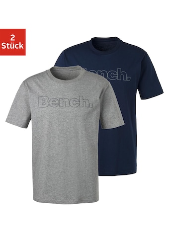 Bench. Loungewear T-Shirt, (2 tlg.), Shirt mit Logoprint, Basicshirt mit Rundhals aus...