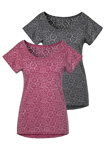 Vivance T-Shirt, (2er-Pack), Ausbrenner-Qualität mit leicht transparentem Muster