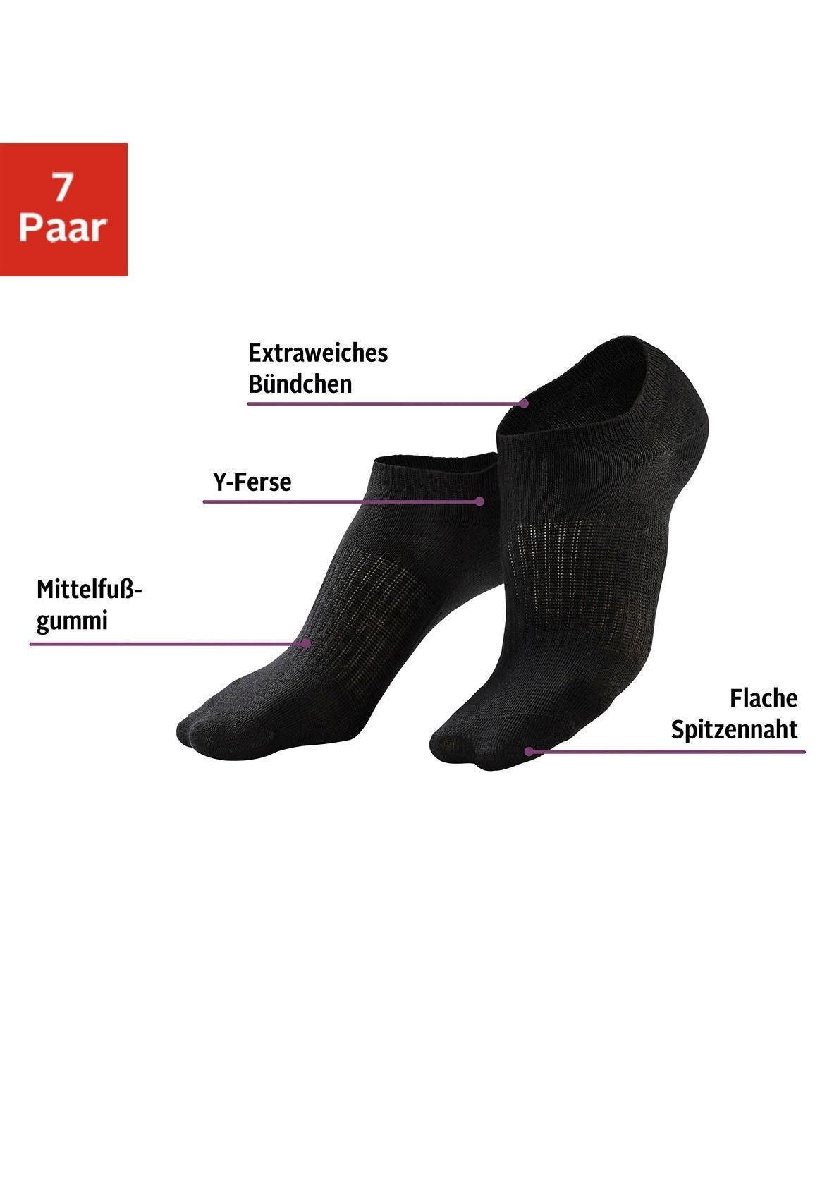 LASCANA ACTIVE Sneakersocken, (Set, 7 Paar), mit Mittelfußgummi