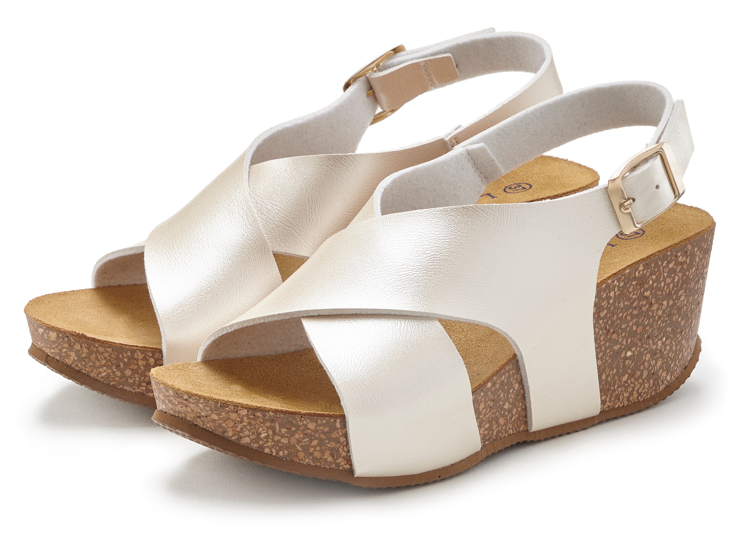 LASCANA Sandalette, Sommerschuh mit Keilabsatz und Korkfußbett