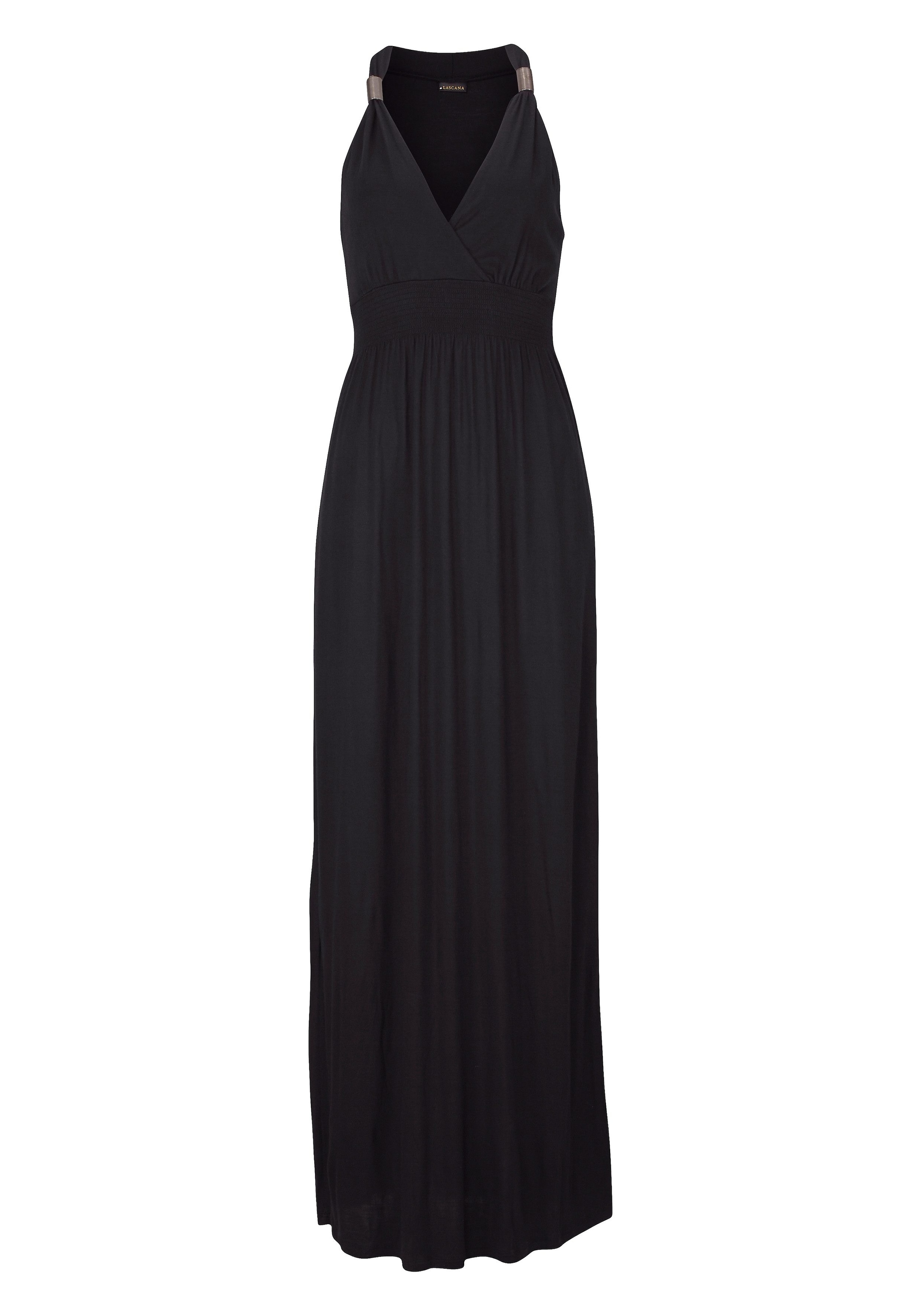 LASCANA Maxikleid, mit verstellbarem Ausschnitt und gesmokter Taille, Sommerkleid, Basic