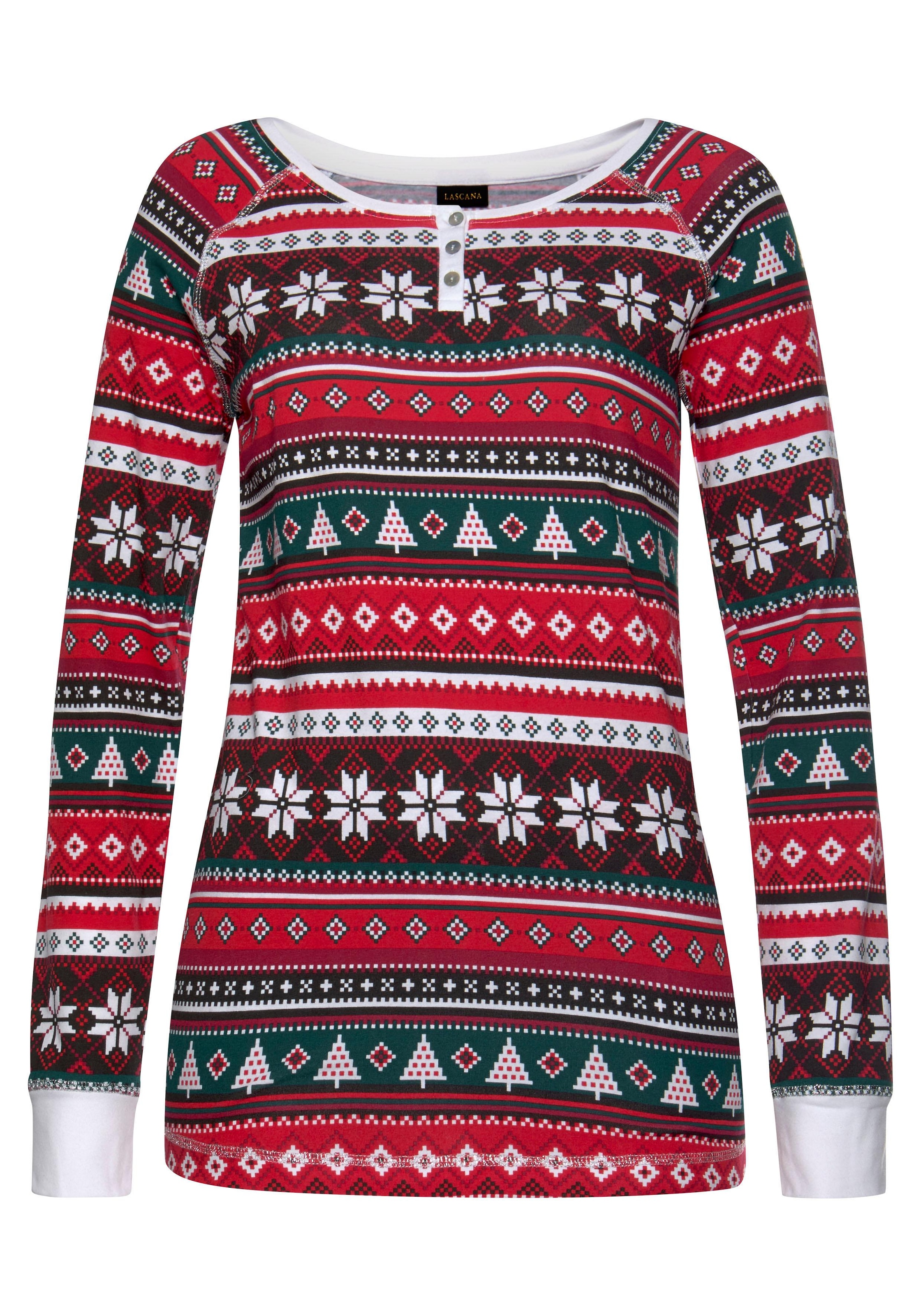 LASCANA Pyjama, (2 & tlg., Stück), LASCANA Unterwäsche | weihnachtlichem online Lingerie Bademode, » kaufen 1 Muster mit
