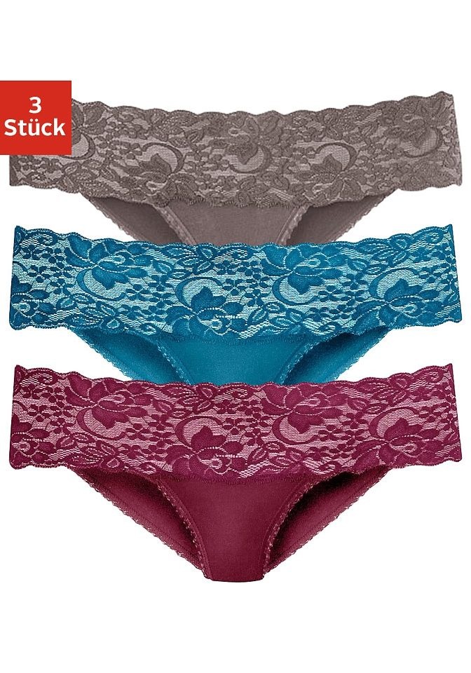 St.), Unterwäsche Spitze 3 » Bademode, floraler aus Brasilslip, & LASCANA mit elastischer Lingerie online (Packung, Vivance | kaufen Baumwolle