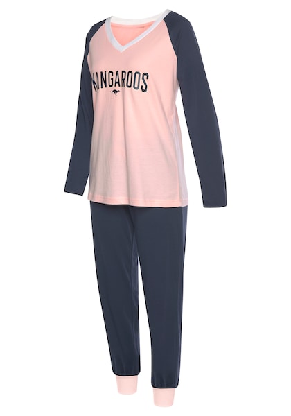 KangaROOS Pyjama, (2 tlg.), mit kontrastfarbenen Raglanärmeln