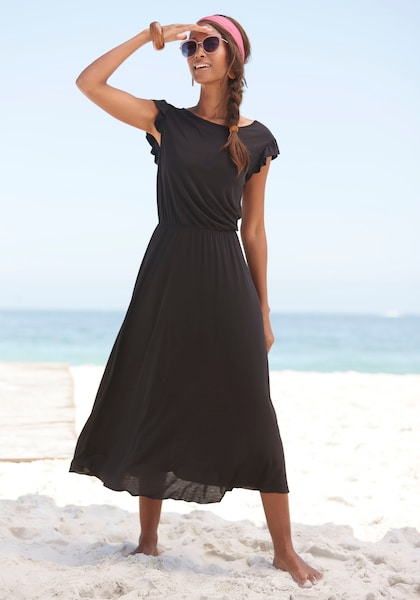 Beachtime Midikleid, aus Viskosejersey, kurzärmliges Sommerkleid, Strandkleid, Basic