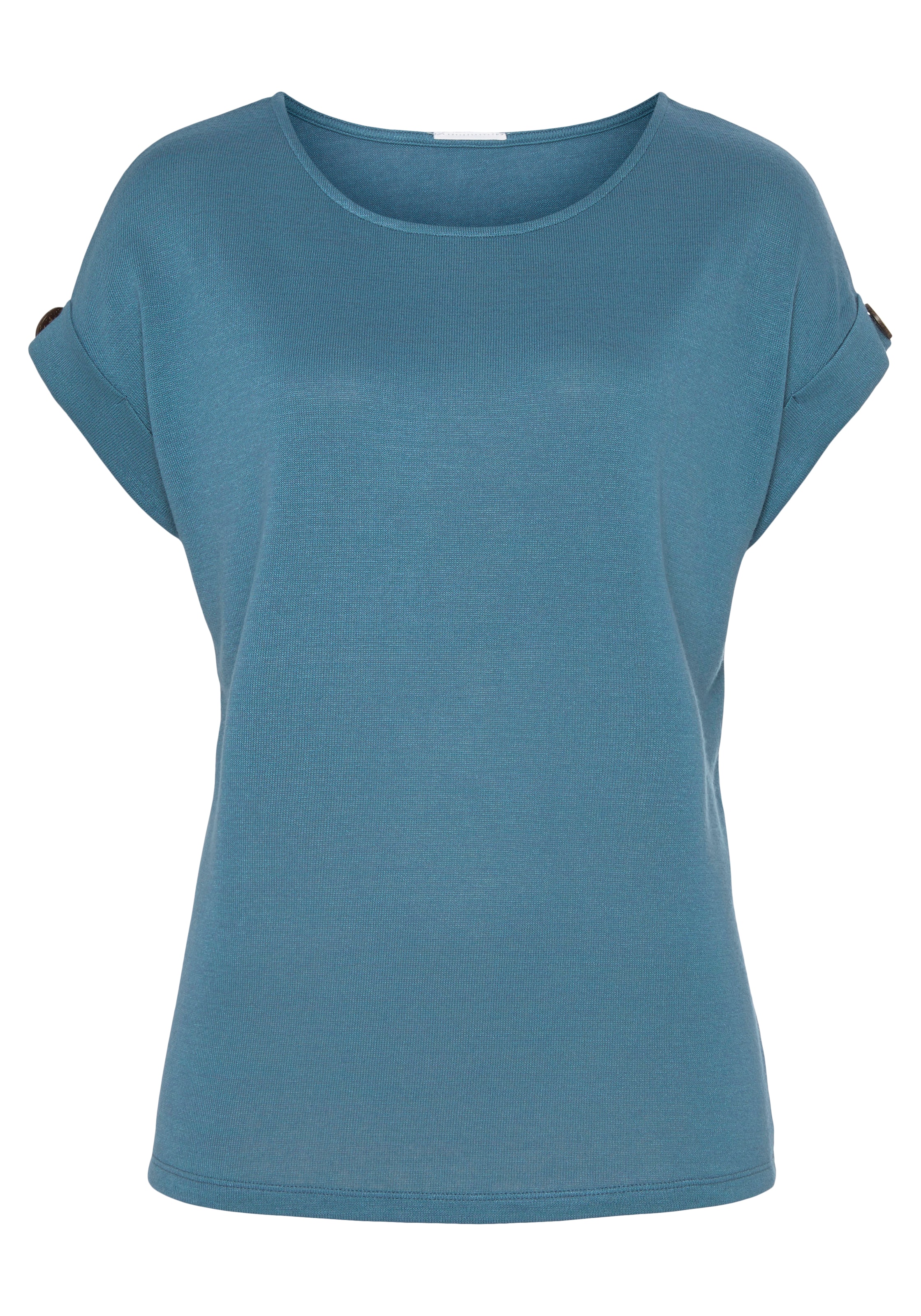 LASCANA T-Shirt, (Packung, 1 am tlg.), mit kaufen Unterwäsche Ärmelsaum online LASCANA » Lingerie & Bademode, | Knopf