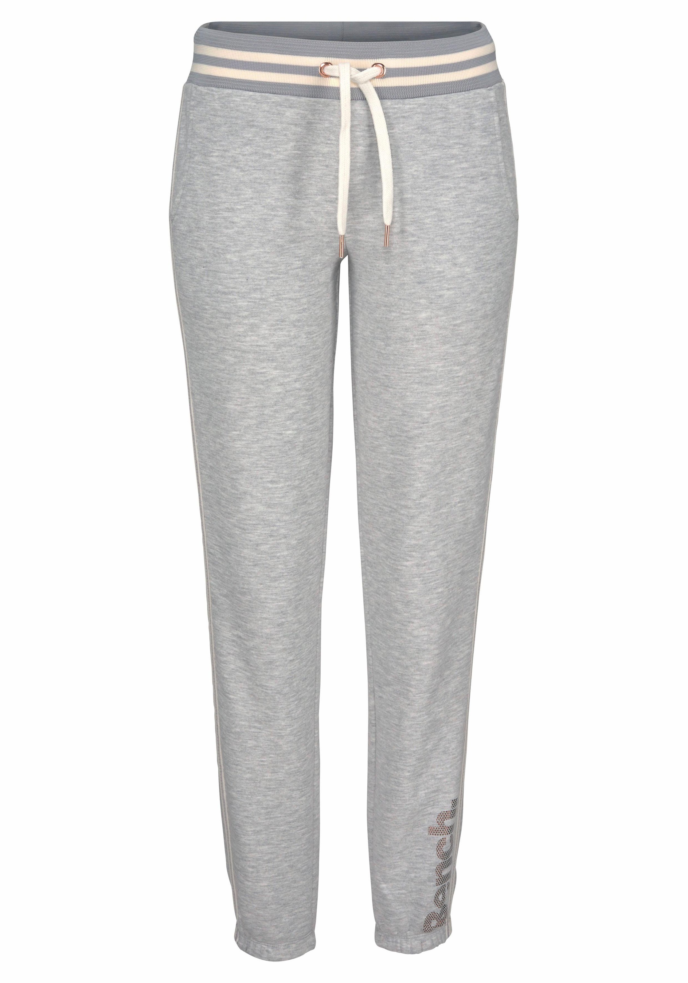 Bench. Relaxhose, mit gestreiftem Bund und Glanzprint, Loungewear, Loungeanzug