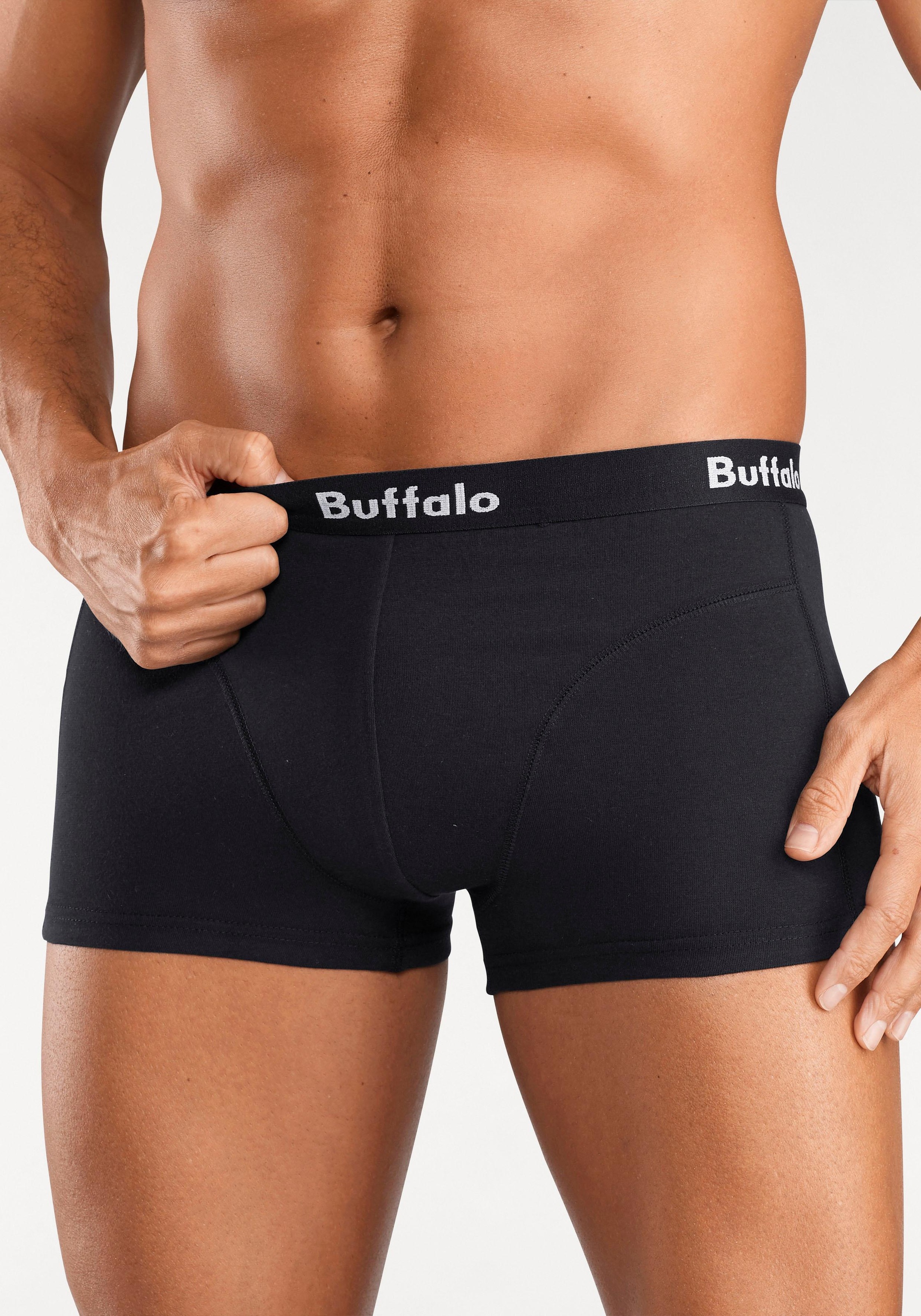 Buffalo Boxershorts, (Packung, 3 St.), in Hipster-Form mit Overlock-Nähten vorn