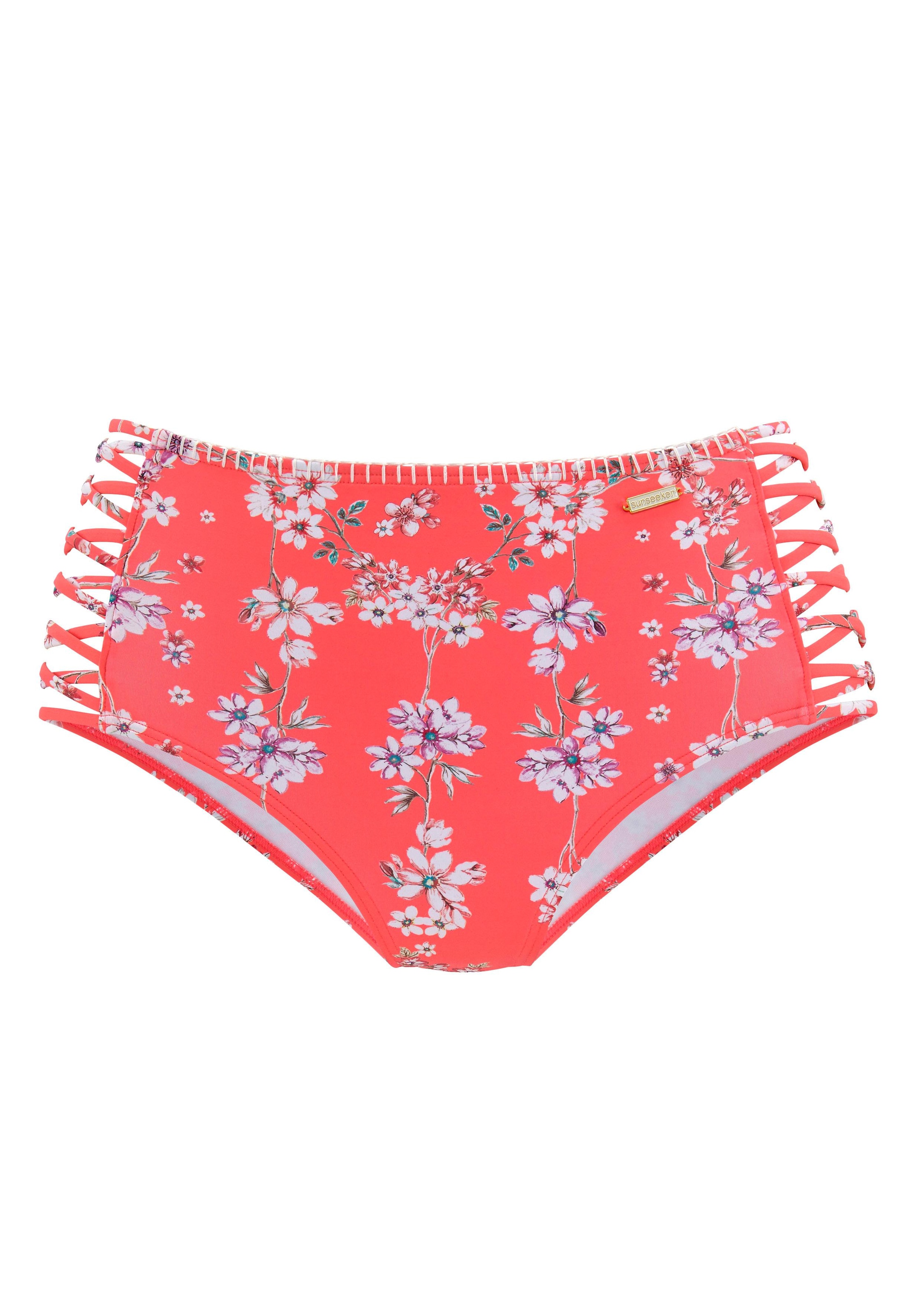 Sunseeker Highwaist-Bikini-Hose »Ditsy«, mit Häkelkante und seitlichen Zierbändern