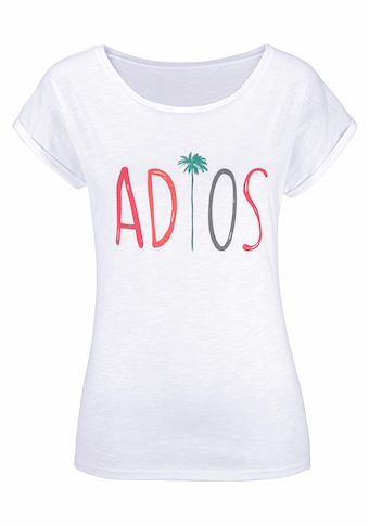 Beachtime T-Shirt, mit modischem Sprüche Frontdruck "Adios"