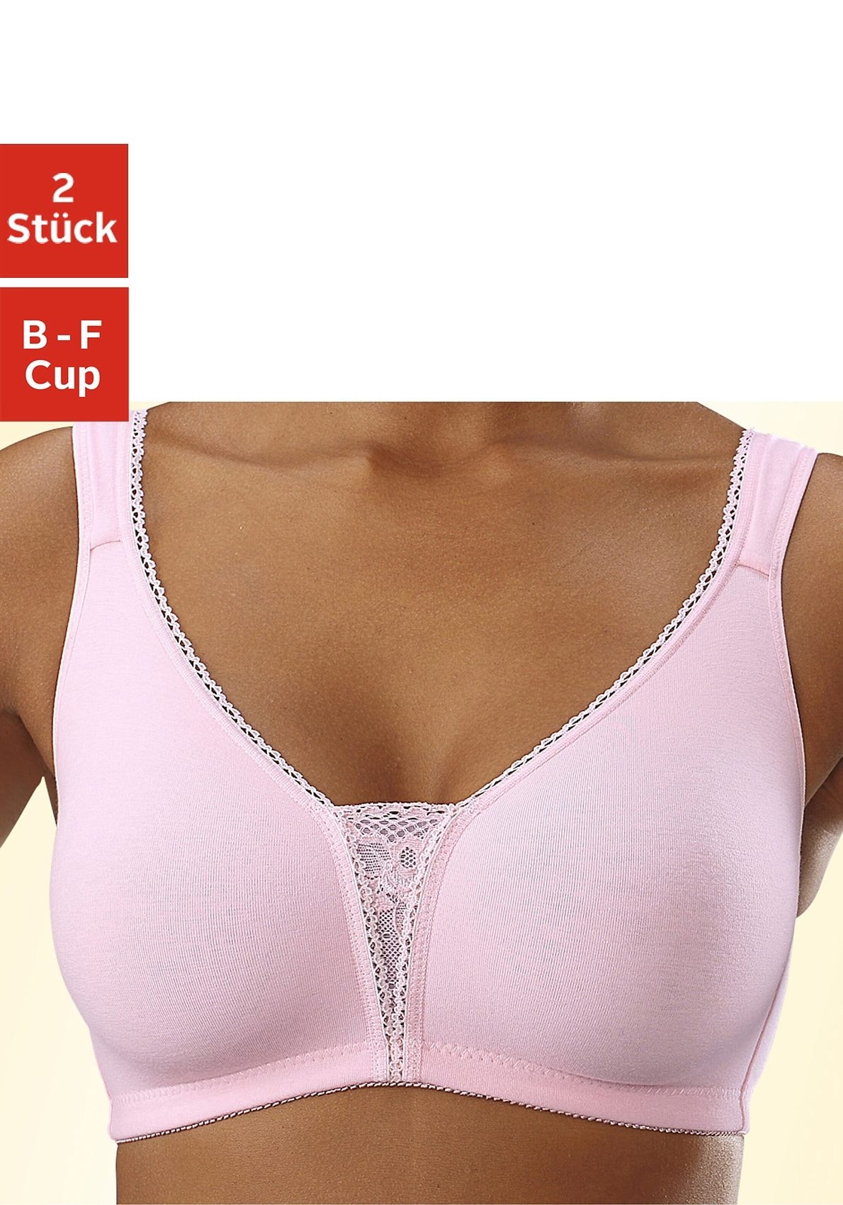 petite fleur Soft-BH, (Packung, 2 Stück), ohne Bügel mit Spitzen-Details, Basic  Dessous » LASCANA | Bademode, Unterwäsche & Lingerie online kaufen | T-Shirt-BHs