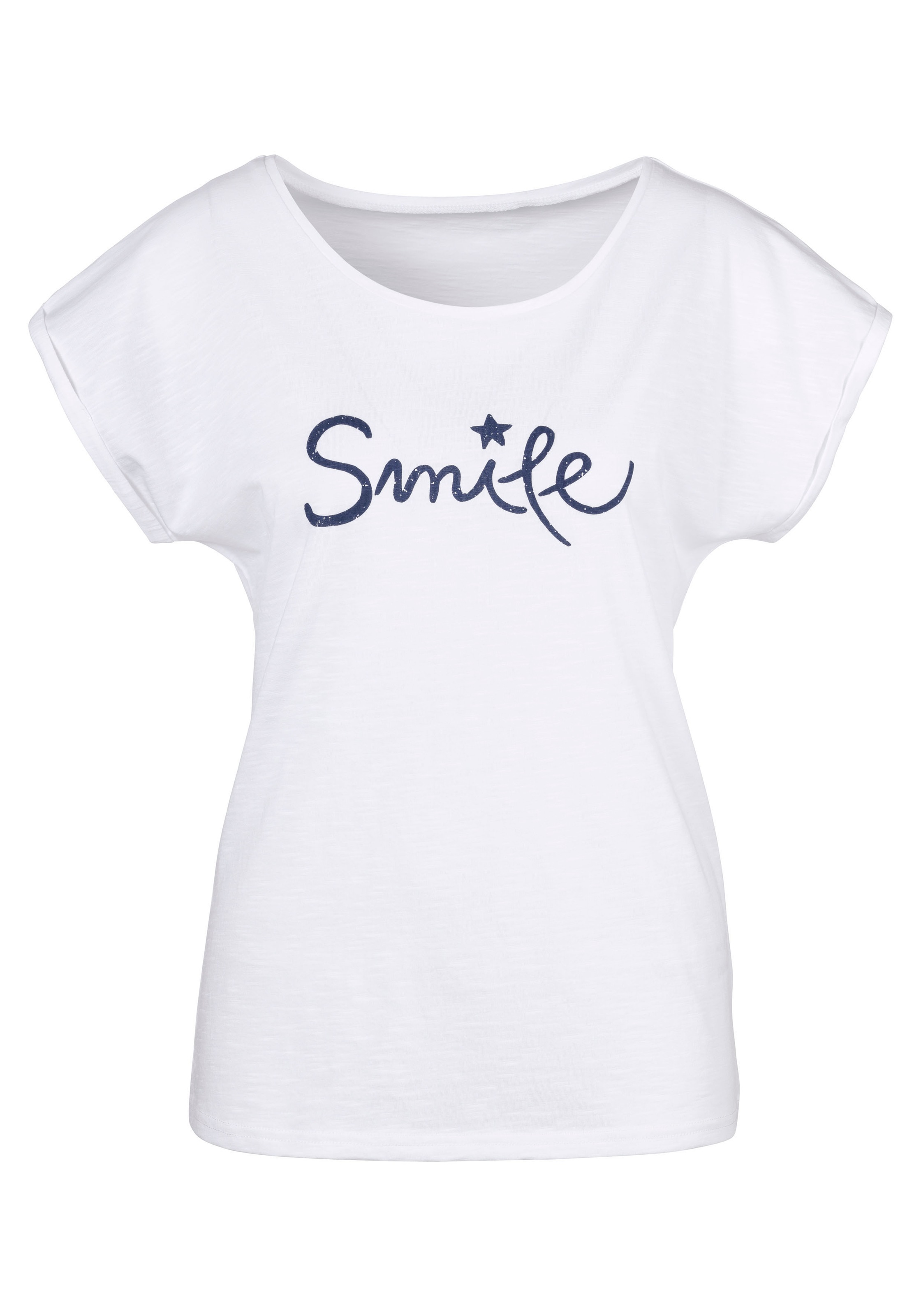 Beachtime T-Shirt »mit Frontdruck "Smile"«, aus weicher Baumwoll-Qualität