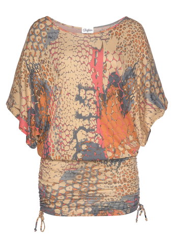 Buffalo Longshirt, mit Echsenprint, elastisches Strandkleid, Sommerkleid