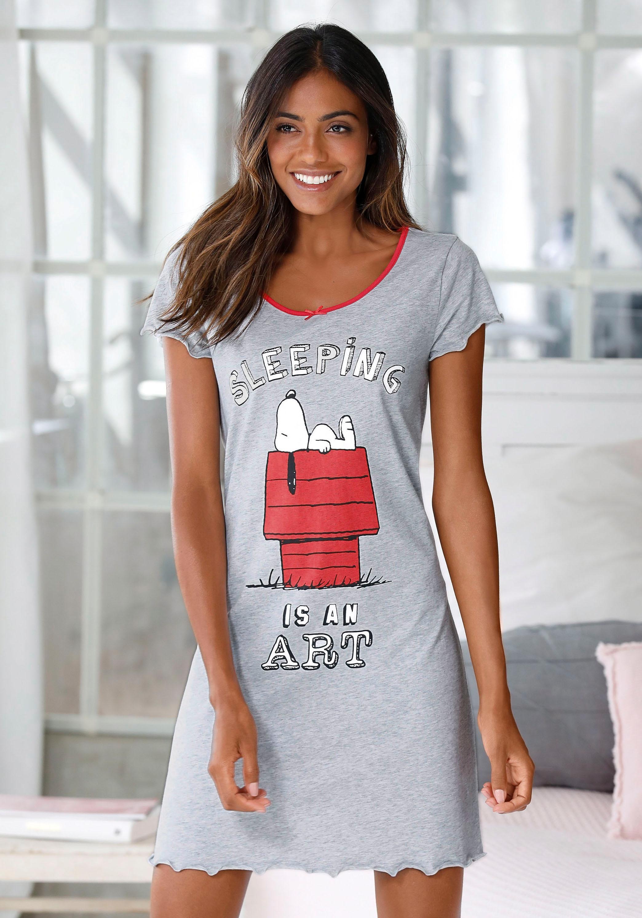 Peanuts Nachthemd, mit Snoopy-Print und kleiner Schleife