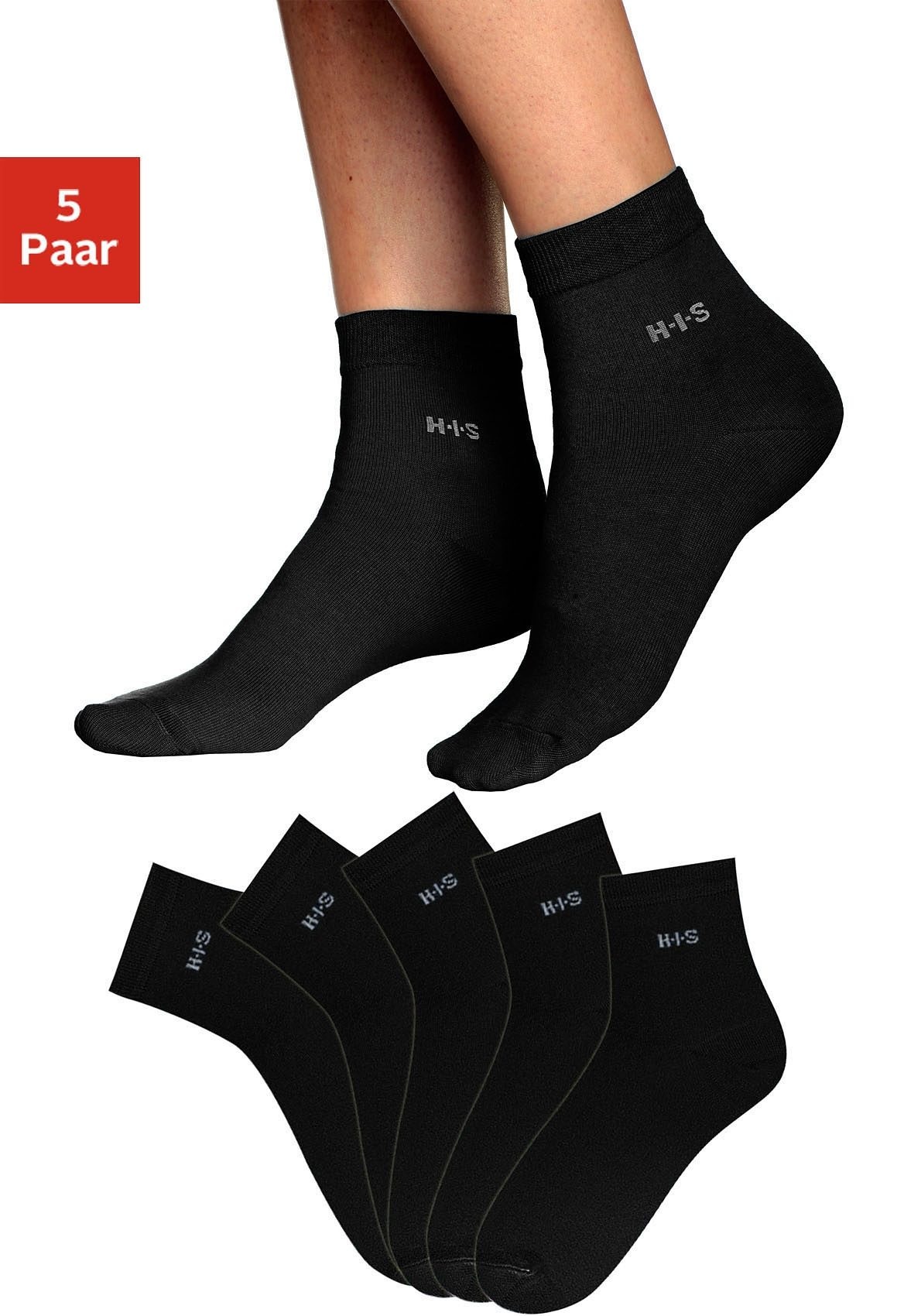 H.I.S Kurzsocken, (Set, 5 Paar), mit Bündchen über dem Knöchel