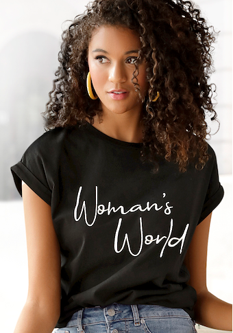 LASCANA T-Shirt, mit Frontprint, Kurzarmshirt aus Baumwolle, Basic