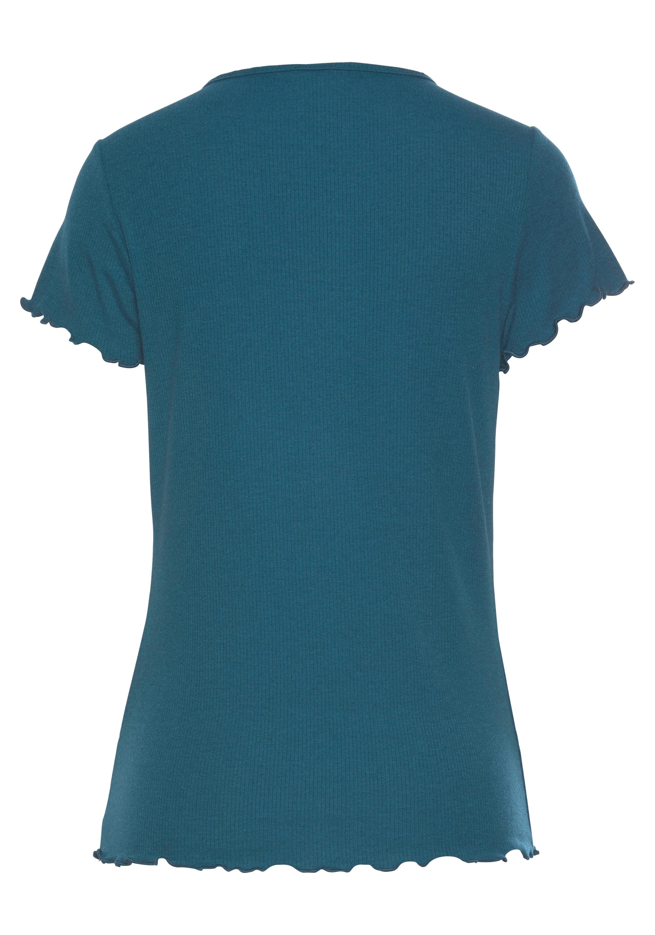 Unterwäsche Stoff Lingerie aus s.Oliver T-Shirt, » Bademode, & online geripptem LASCANA kaufen | mit Kräuselsäumen