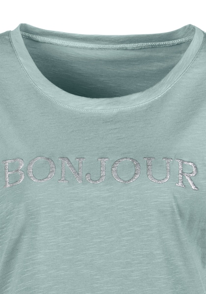 Vivance T-Shirt, (Packung, 2 tlg.), mit modischem Frontdruck "Bonjour"