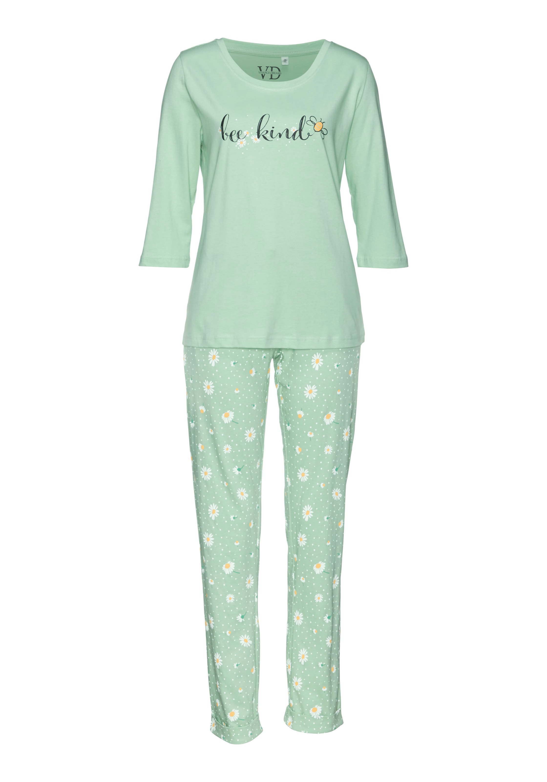 kaufen Pyjama, | tlg., 1 Bademode, mit Stück), & Lingerie Vivance (2 Gänseblümchen-Druck » LASCANA Unterwäsche Dreams online
