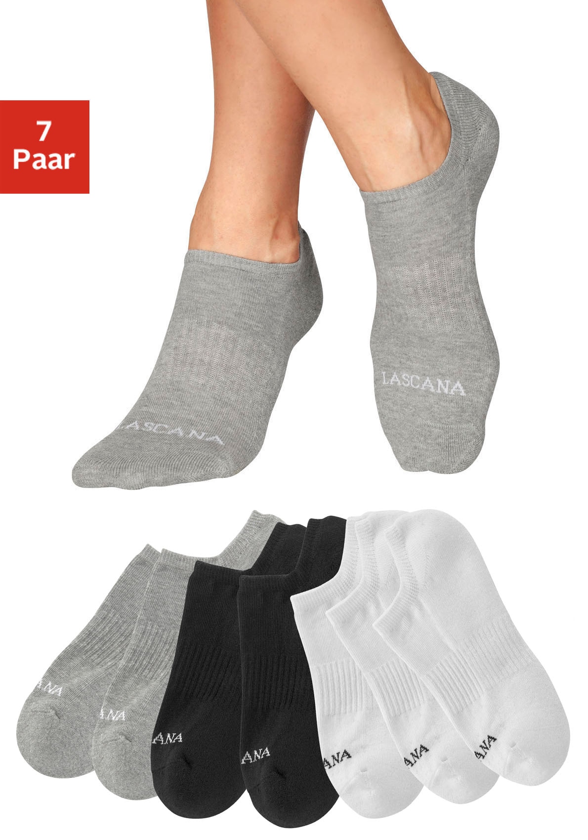 LASCANA ACTIVE Sneakersocken, (Packung, 7 Paar), mit Fußfrottee