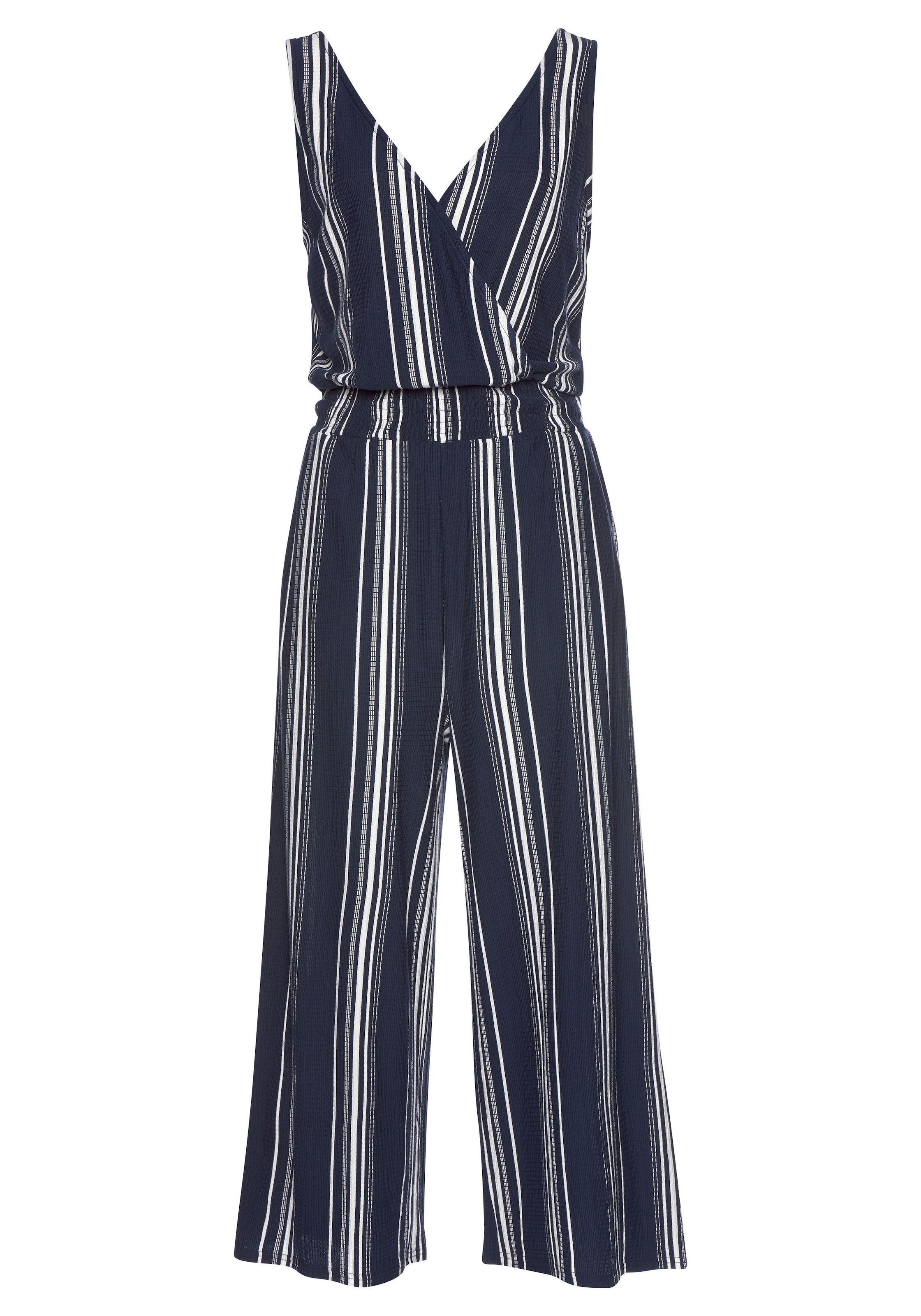 LASCANA Culotte-Overall, aus strukturierter Ware, sommerlicher Jumpsuit mit Streifen