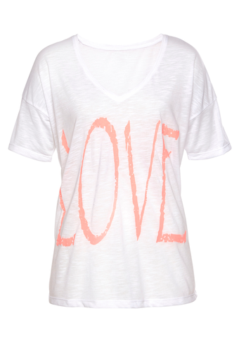 Vivance V-Shirt, mit Neonprint, T-Shirt, Strandshirt in lockerer Passform