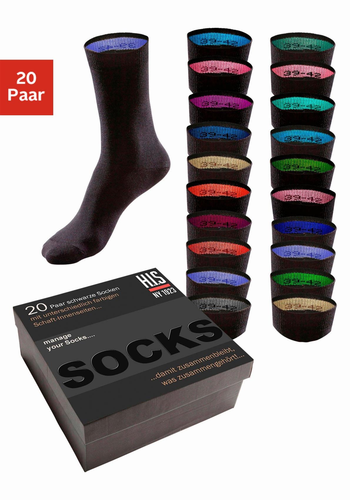 H.I.S Socken, (Set, 20 Paar), online & in Bademode, kaufen » praktischer Geschenkbox LASCANA | Lingerie Unterwäsche