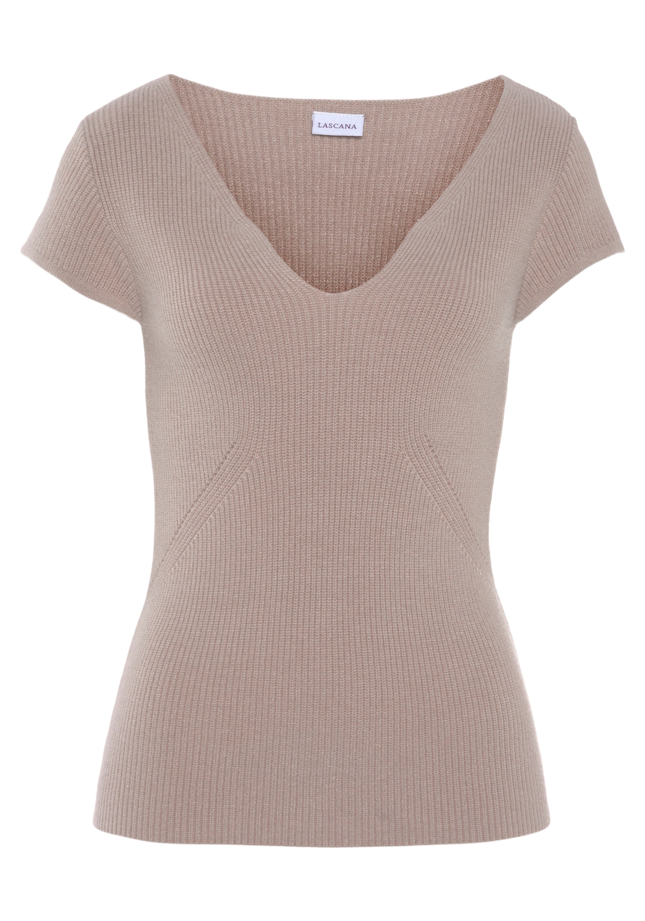 LASCANA Kurzarmpullover, aus Rippstrick, eleganter Damenpullover in T-Shirt-Form, Basic