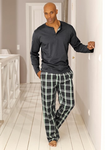 H.I.S Pyjama, mit langer karierter Webhose