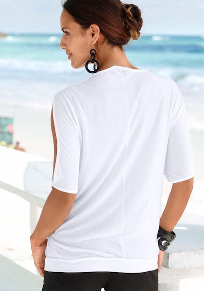 LASCANA Strandshirt, mit Schlitzen an den Ärmeln, Kurzarmshirt, schulterfrei